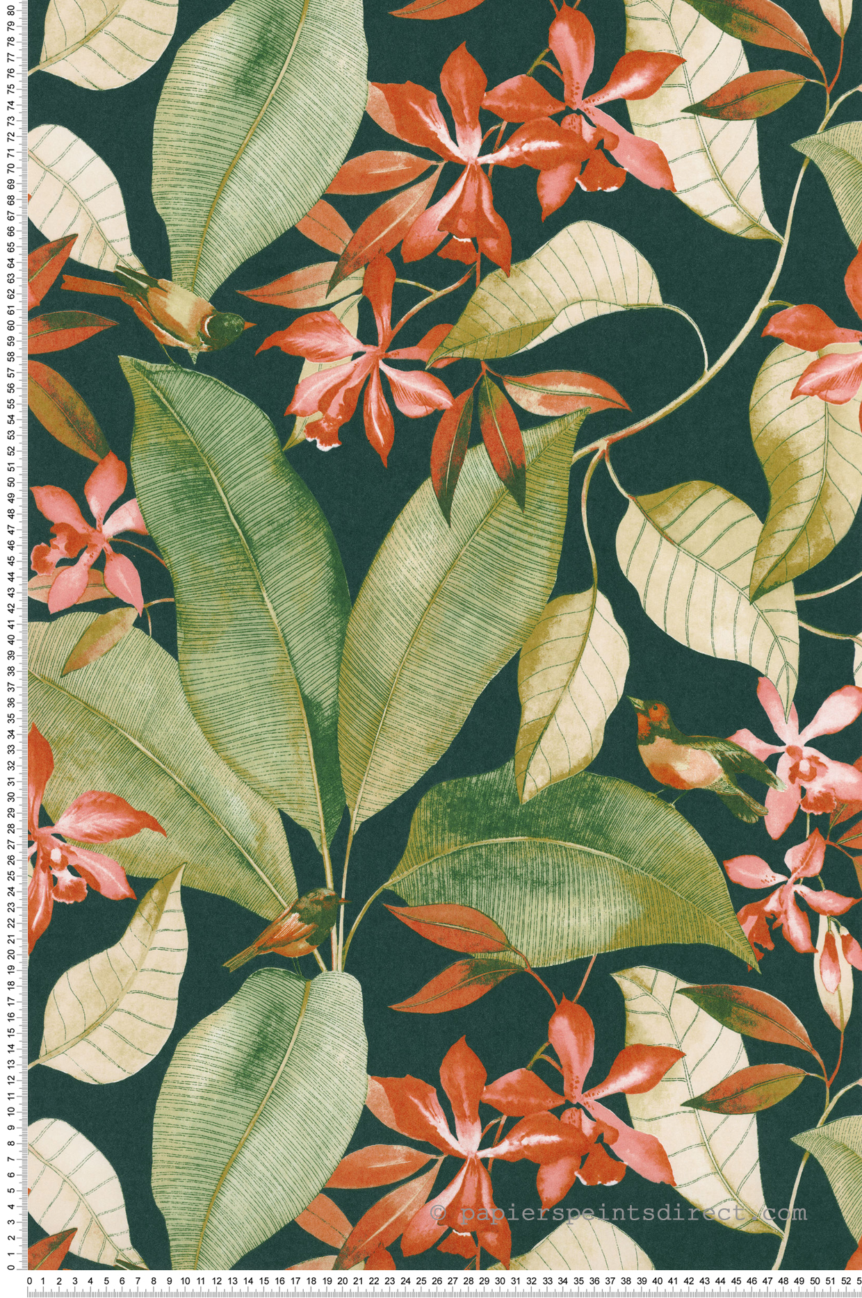 Papier peint Feuillage Bird Song orange - Delicacy de Casadéco | Réf. DELY85387289