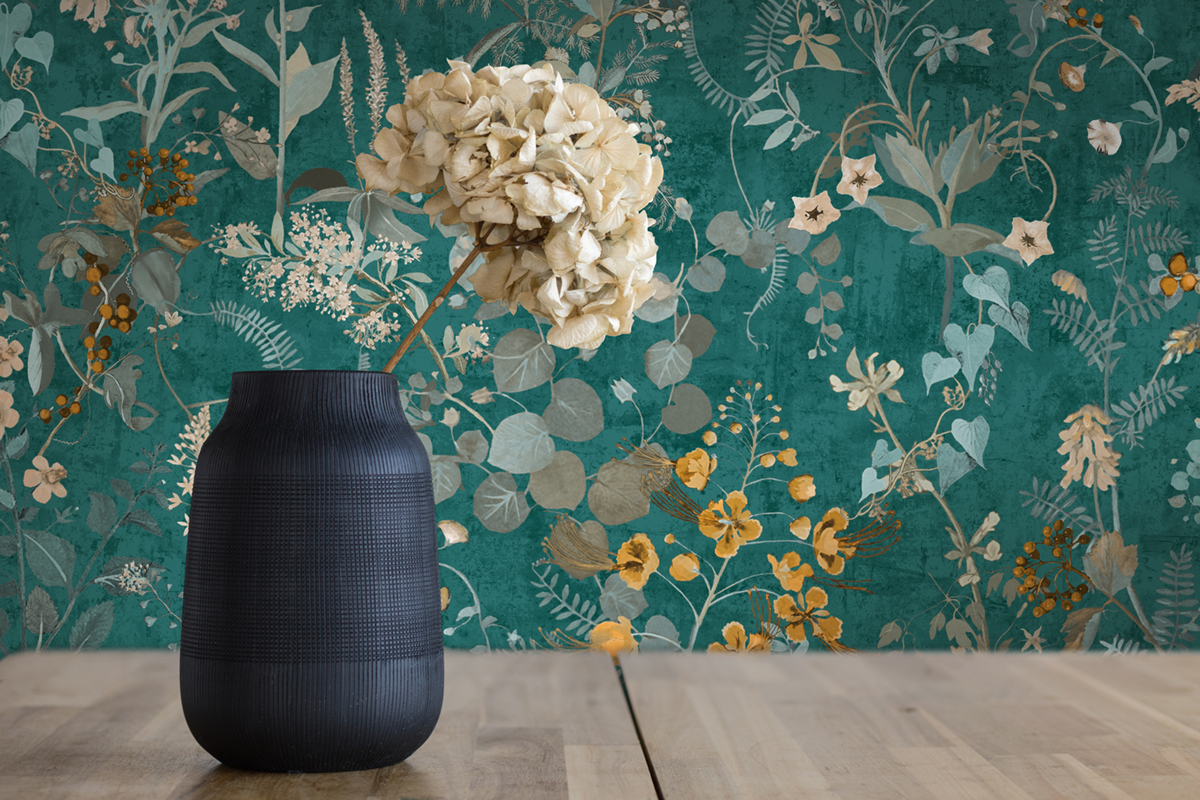 Papier peint Nature Botanic bleu canard - The BOS d'A.S. Création AMB2 | Réf. AS-388253