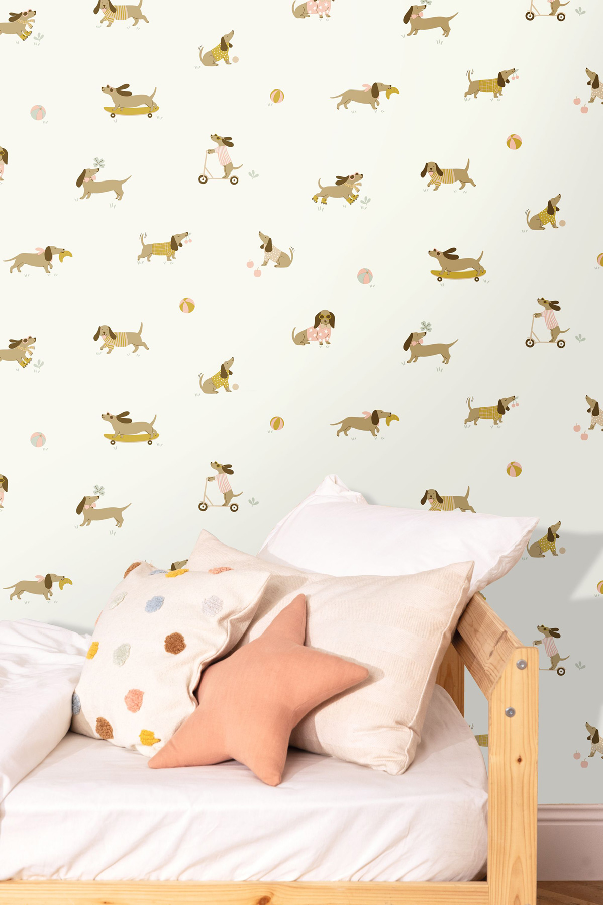 Papier peint Chien Teckel Enfant rose - Happy Kids Club de Casélio | Réf. HKC107680451