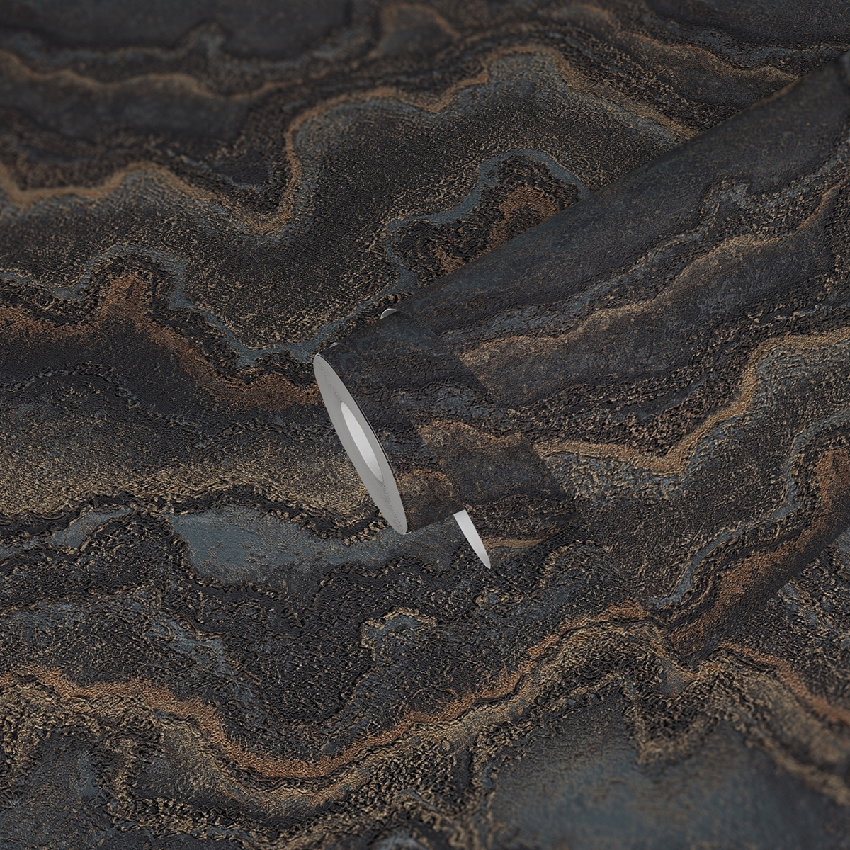 Papier peint Pierre Précieuse Métallisé noir doré - Stories of Life d'A.S. Création AMB2 | Réf. AS-396594