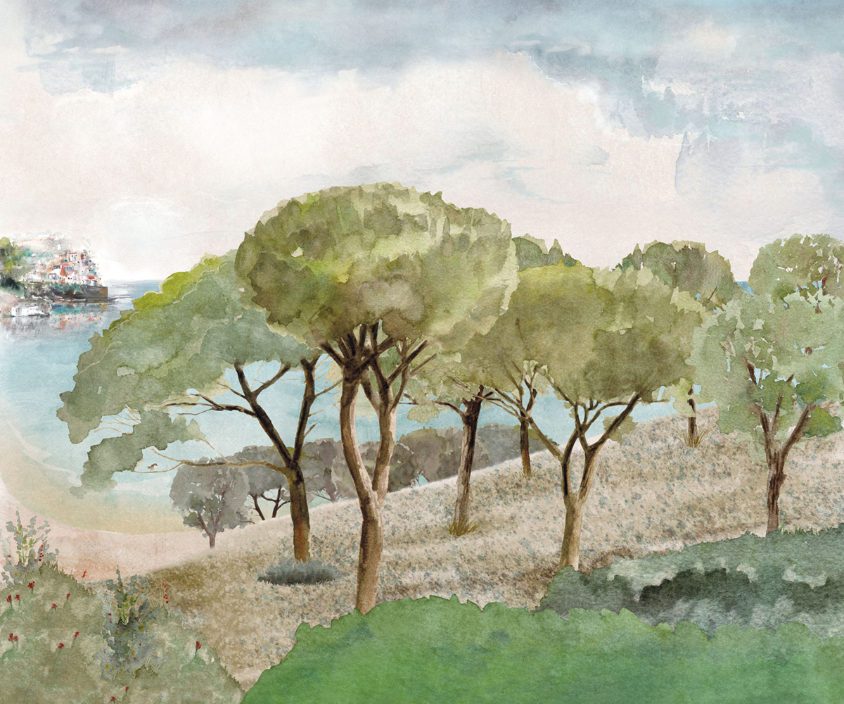 Papier peint panoramique Mer Song of Crickets S vert 300X250 - Wonderwalls 2 de Casadéco | Réf. WDWD200007507