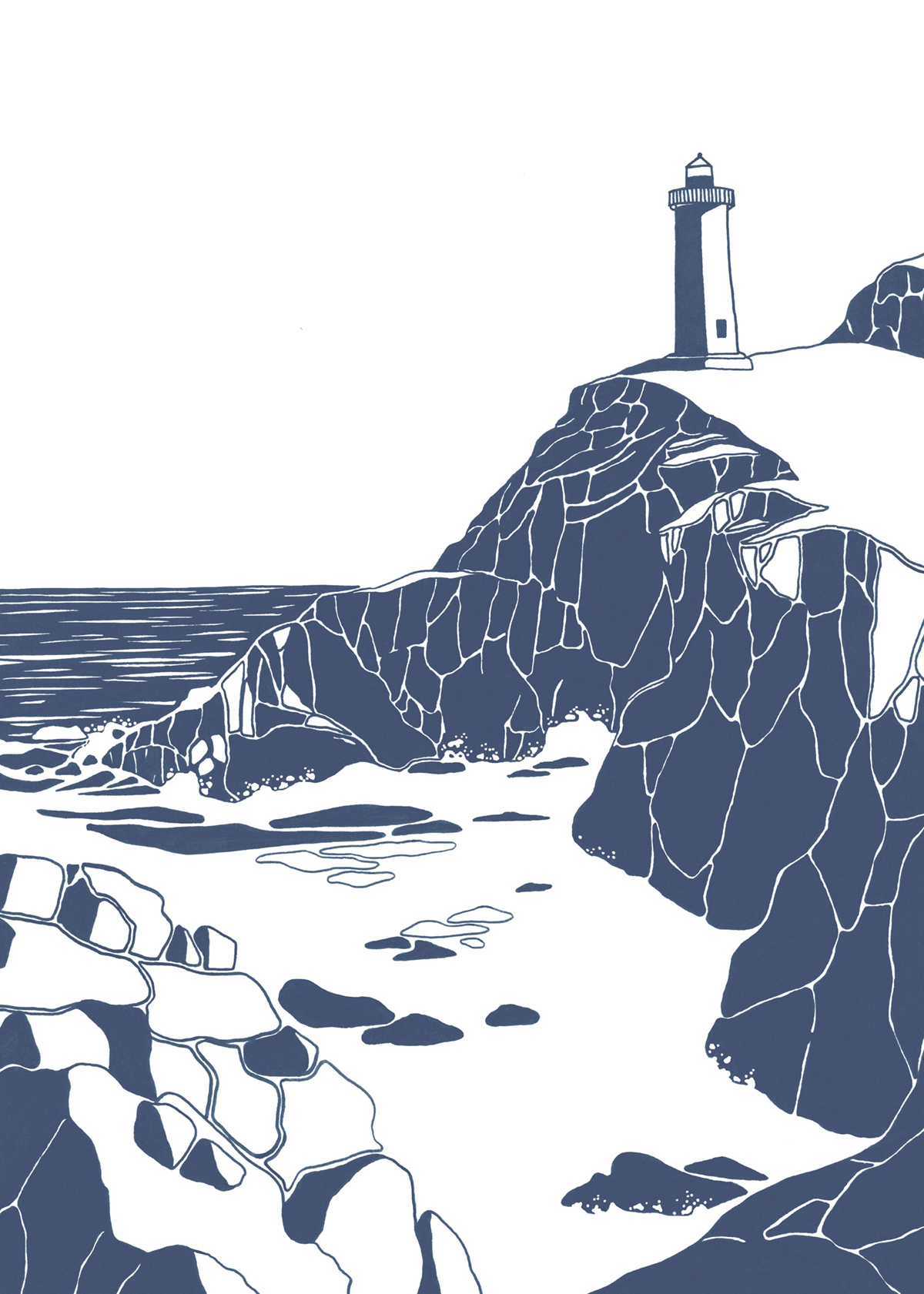 Affiche Phare Falaise 50x70 bleu marine - Seaside de Casadéco | Réf. SEAS201666604