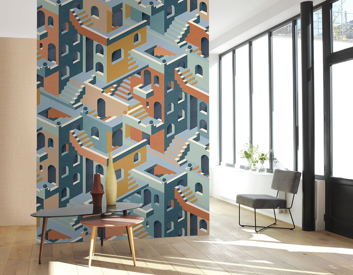 Papier peint panoramique Ville Graphique orange - Beauty Full Image 2 de Casadéco | Réf. BFMA87013211