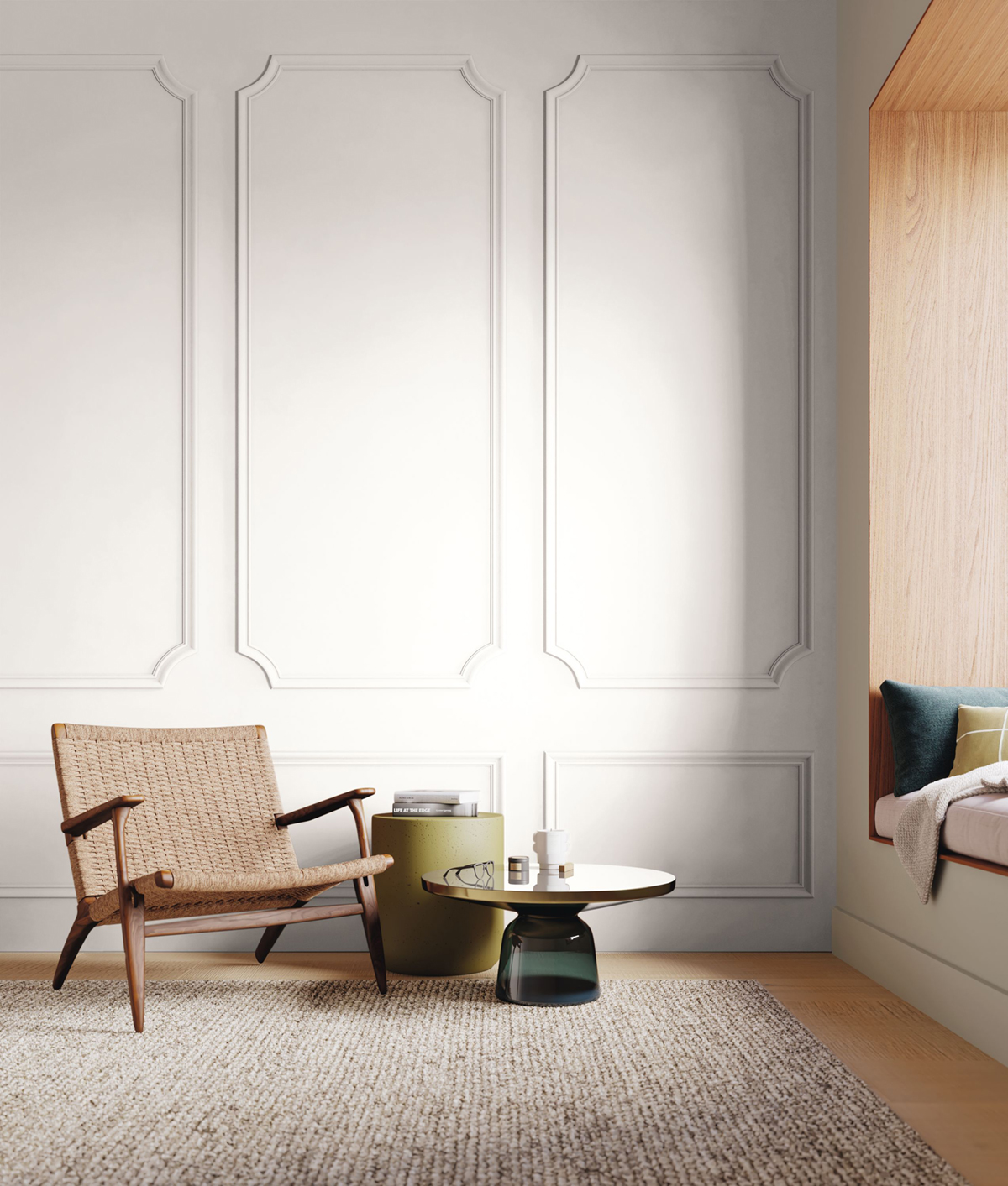 Papier peint panoramique Moulure le Boudoir blanc 90X310 - Moulures & Co de Casadéco | Réf. MOCO201390024