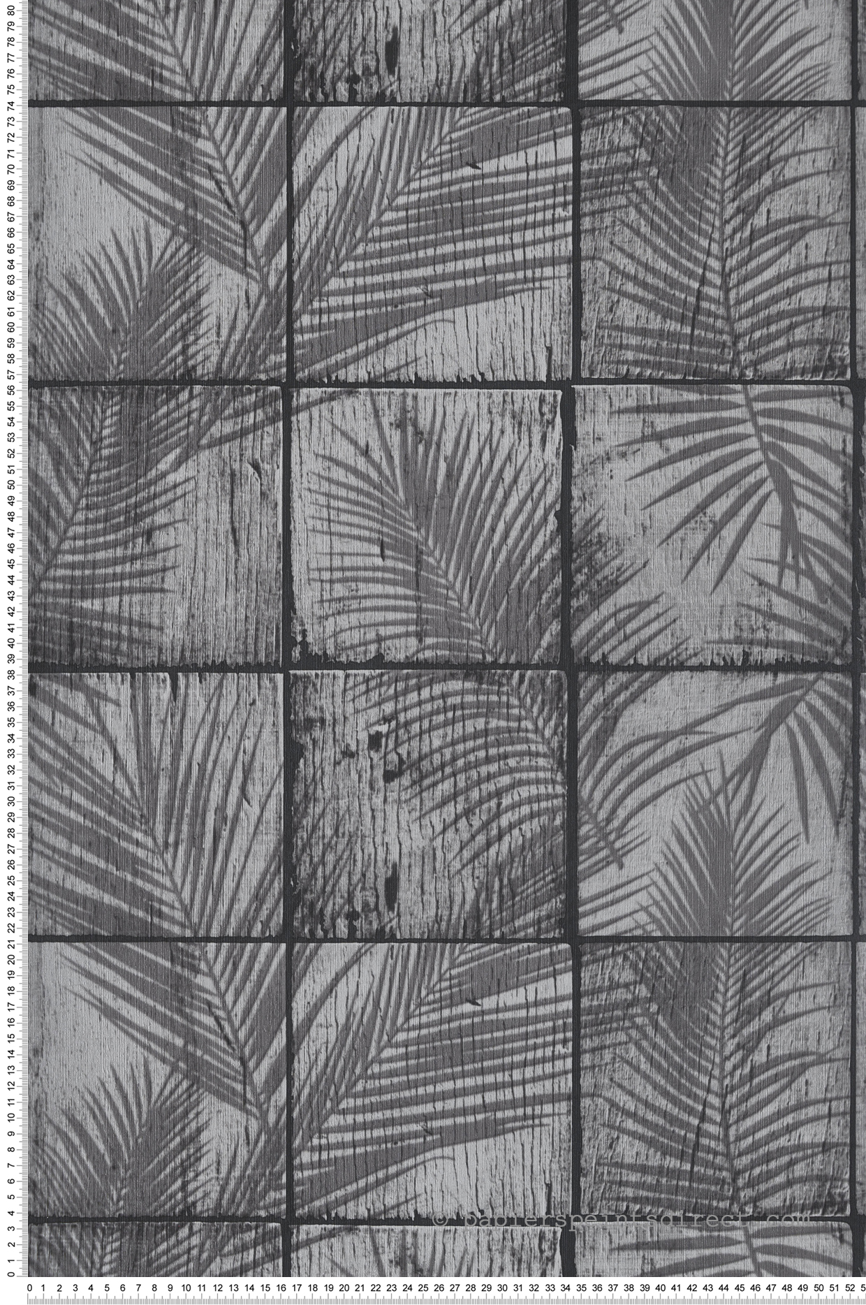 Papier Peint Feuille Tropicale Wood gris - Nomade d'Ugépa | Réf. UGP-M68909