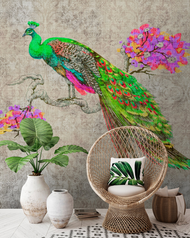 Papier peint panoramique Paon Baroque Peacock 1 - Référence DD114307 - Intissé 200g/m2 - Standard 400 x 270