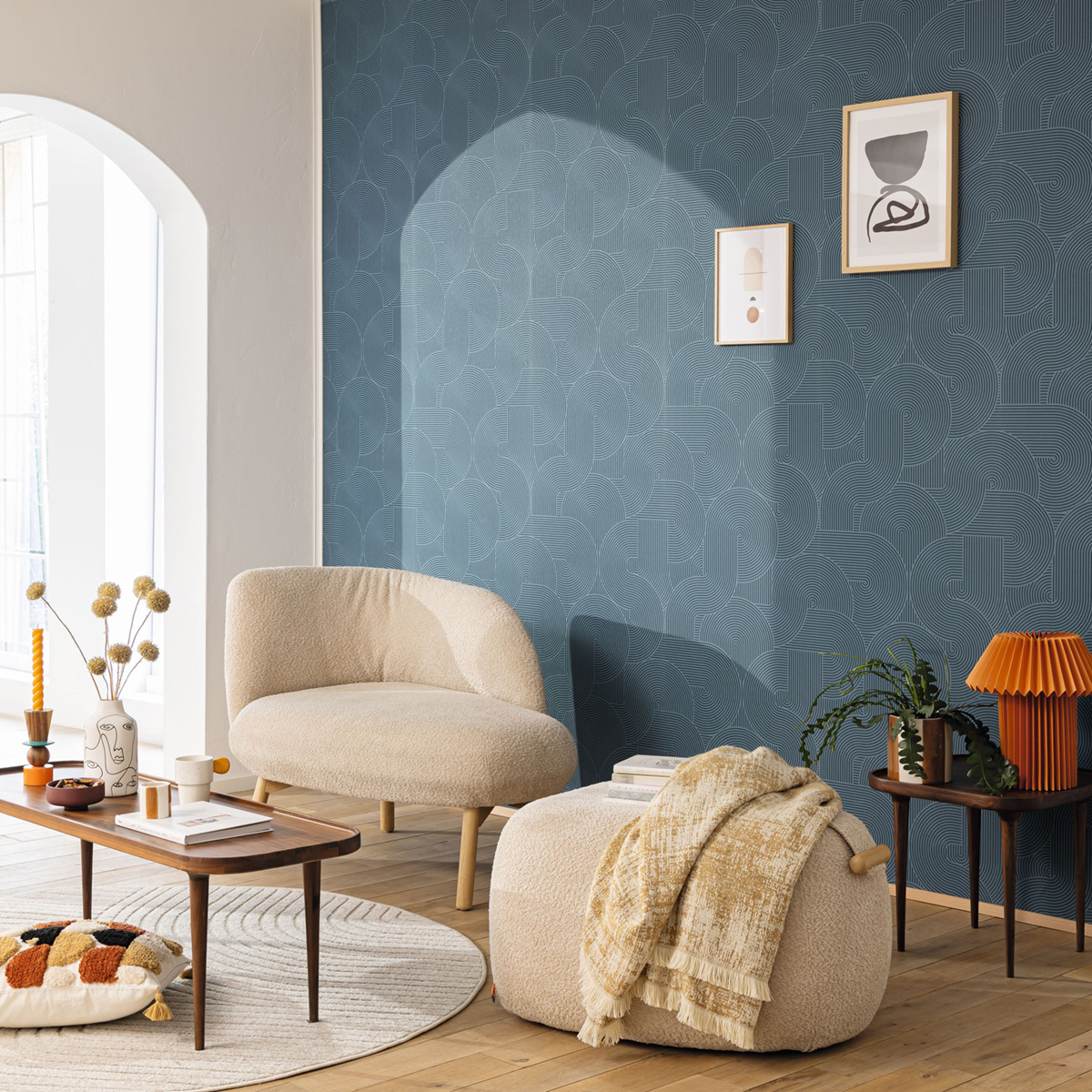 Papier peint Spirale Graphique Cercle bleu - Graphic de Casélio AMB2 | Réf. GPC105516654