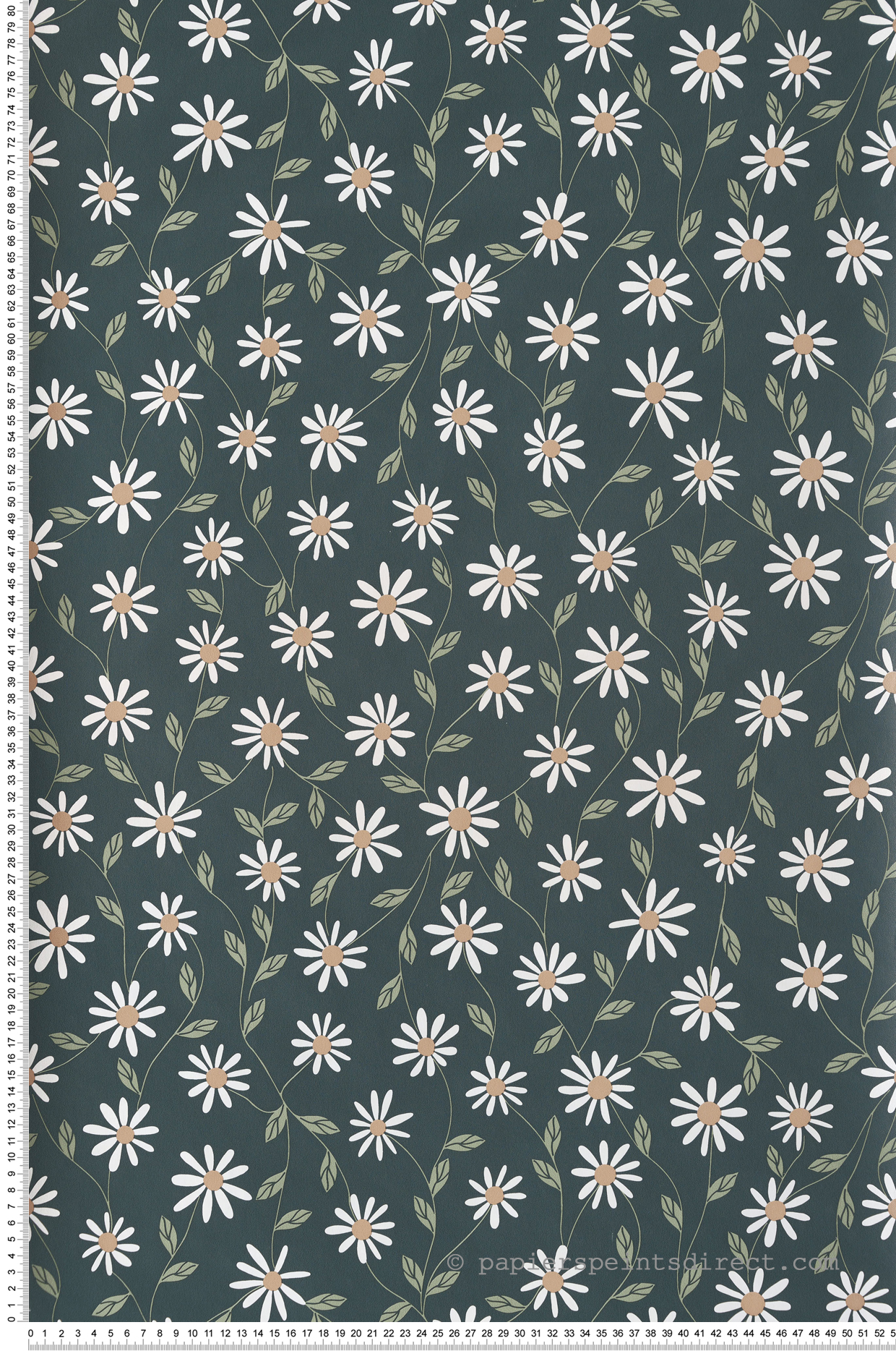 Papier peint Vintage Fleur Anna vert émeraude - Essentiel de Casélio | Réf. ETL103127107