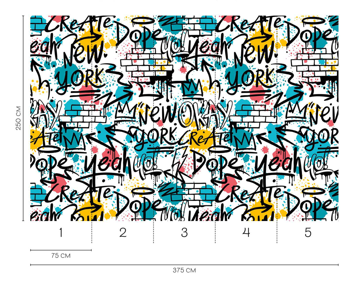 Papier peint panoramique Graffiti Yeah - Wall Love d'A.S. Création REGLE | Réf. DD129599