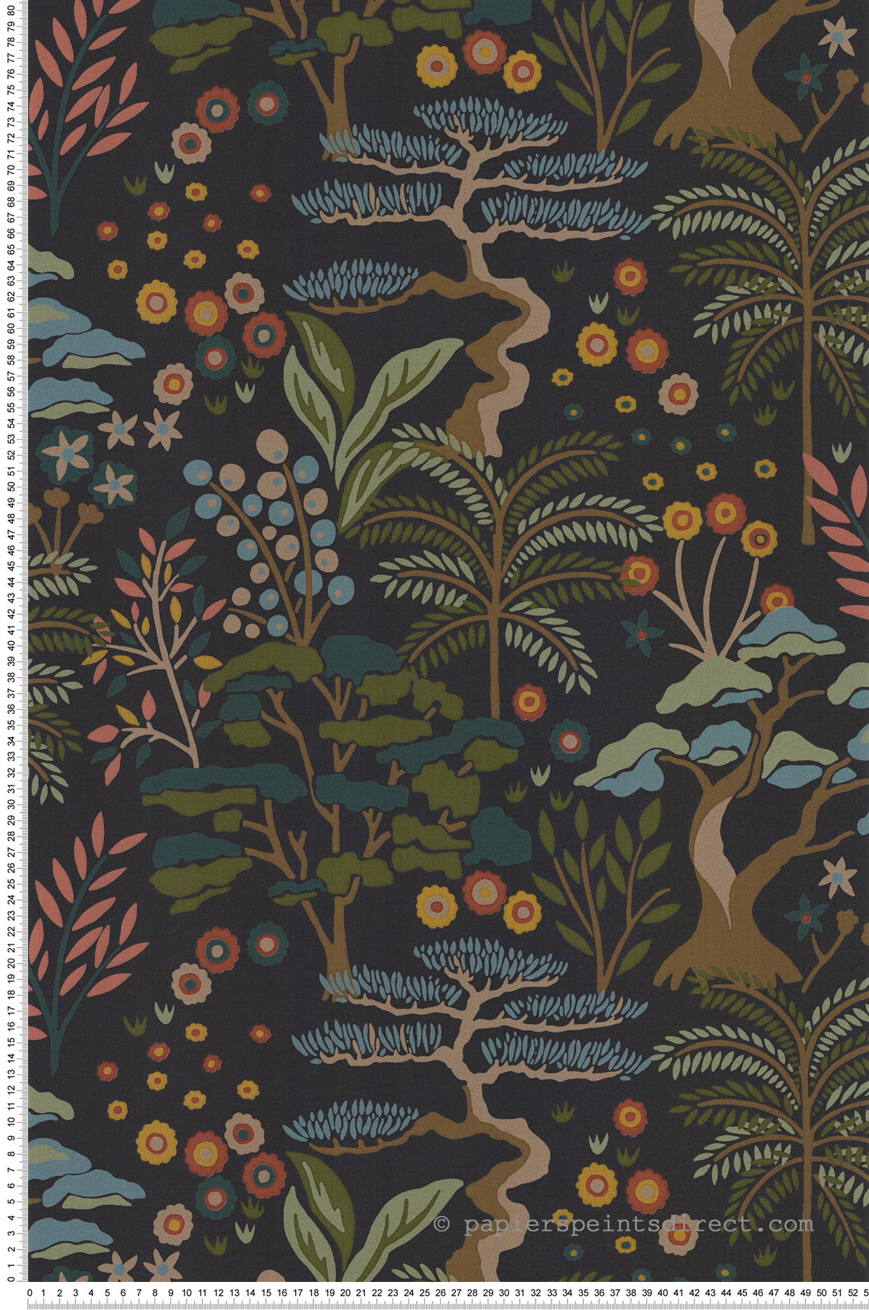 Papier peint Jardin Mombasa Baobab brun anthracite - Jardin d'Eden de Lutèce | Réf. LTC-51251418