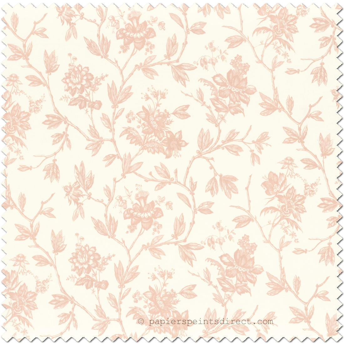 Tissu Fleurs Romantiques rose blush  - Les Belles Toiles De Jouy de Casadéco | Réf. LBTJ88054122