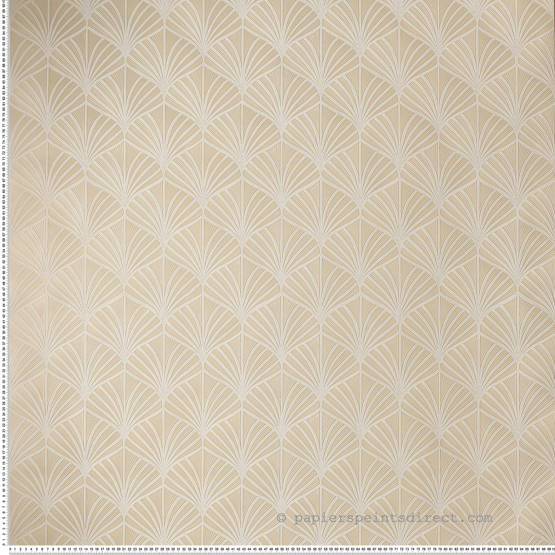 Papier peint Palmette Art Déco Néréide blanc doré - Magnitude de Casamance | Réf. CAS-76651120