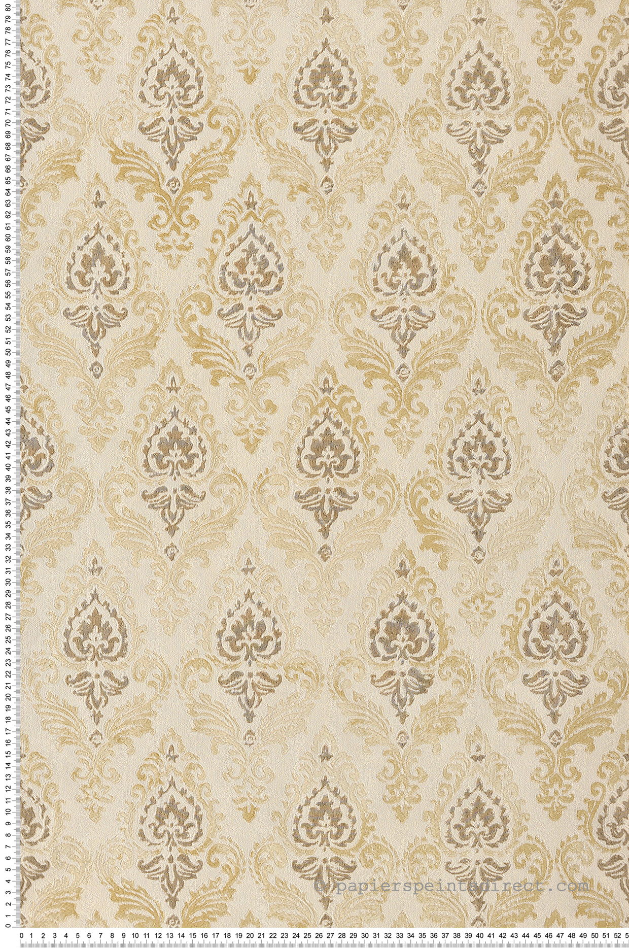 Papier peint Damassé Baroque grège et doré - San Marco de Montecolino | Réf. MC-23632