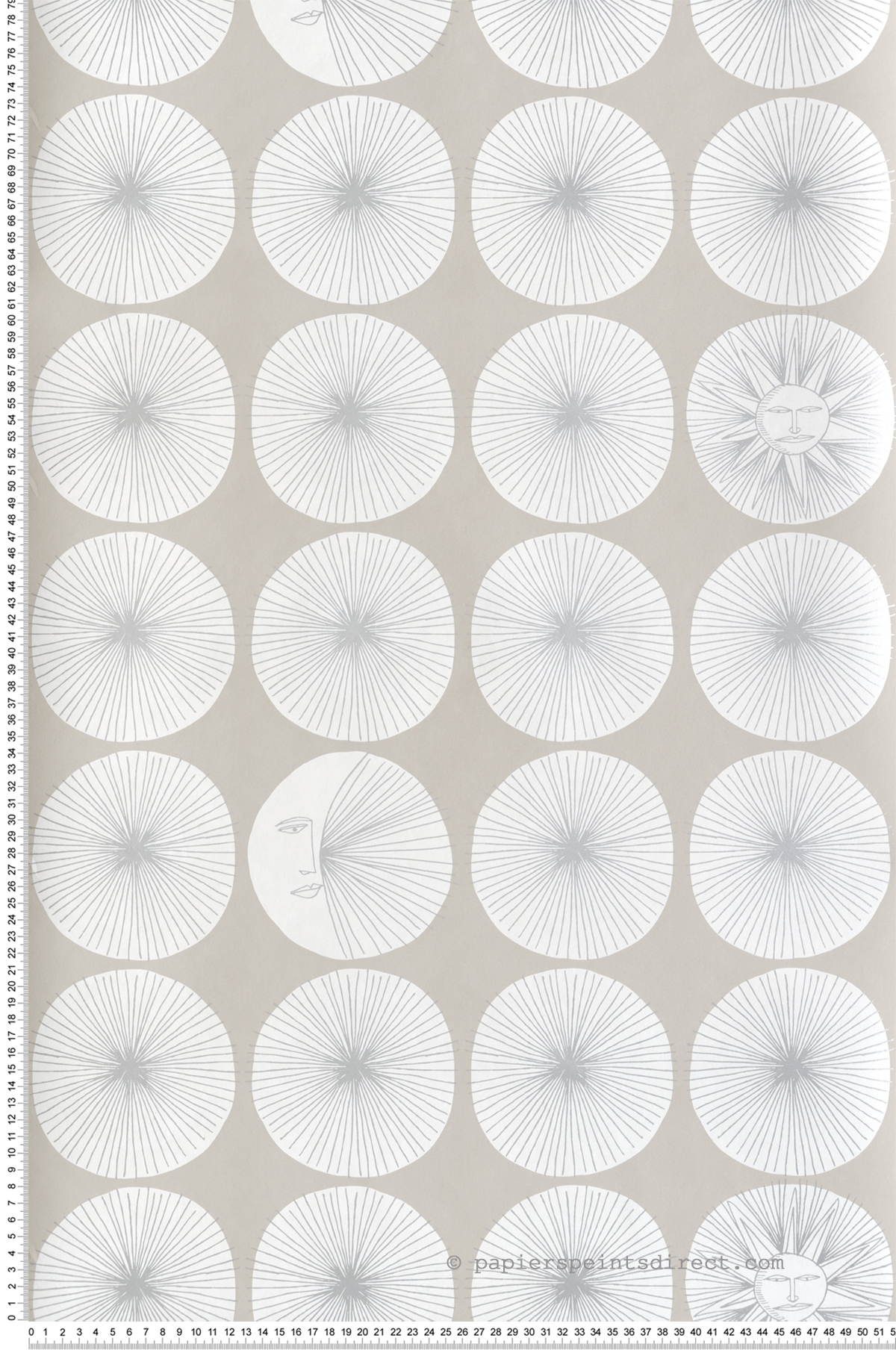 Papier peint adhésif Soleil Lune Astres beige argenté - Les Adhésifs de Lutèce | Réf. LTC-PSW1216RL