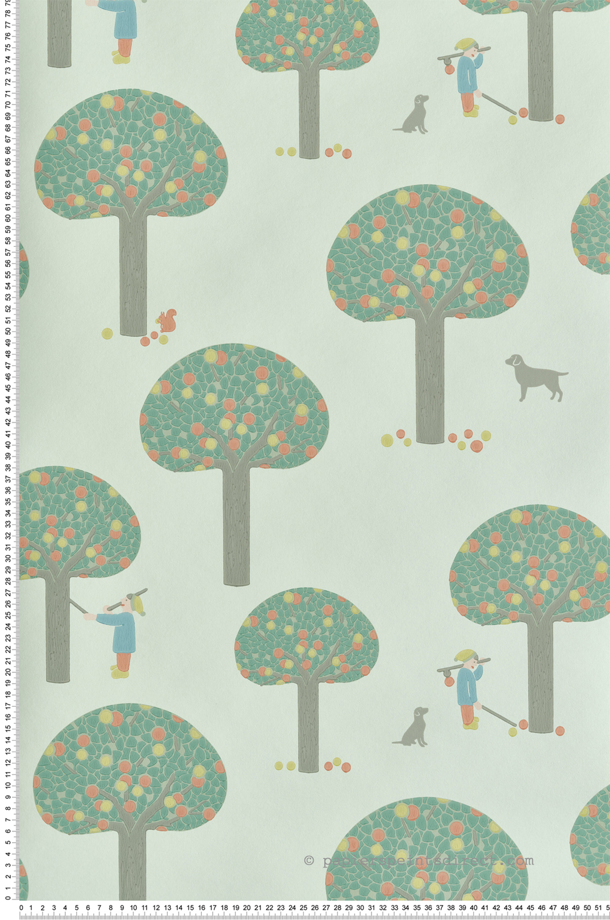 Papier peint Arbre Graphique Street Pea Green - Storybook Papers de Little Greene | Réf. 0231ROPEAGR