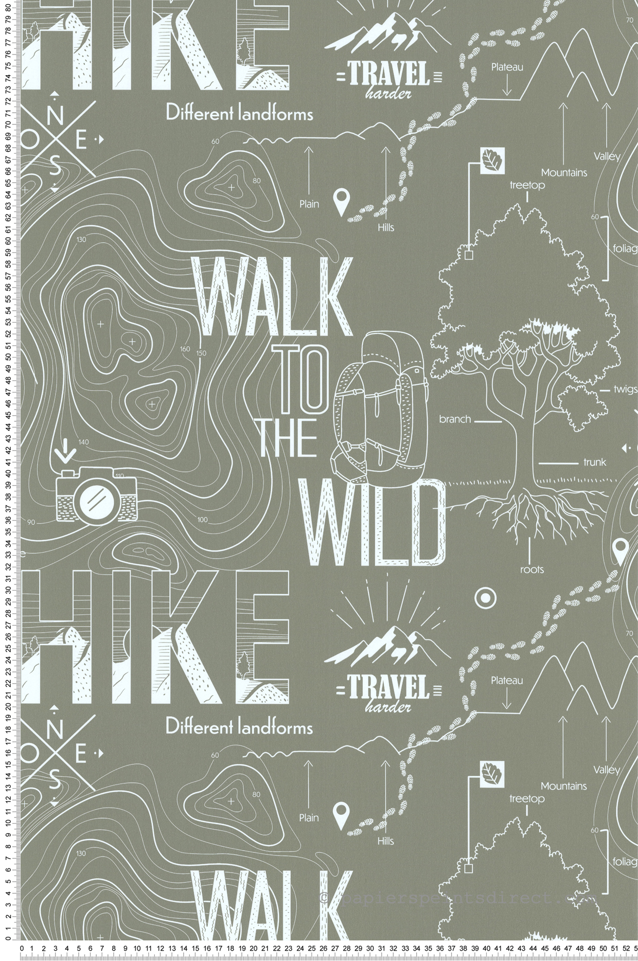 Papier peint Plan Walk To The Wild vert de gris - Les Aventures de Lutèce | Réf. LTC-36240209