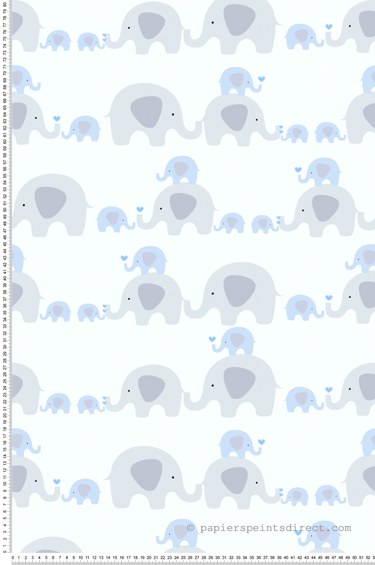 Papier peint enfant Eléphant Famille bleu gris - Little Love d'A.S. Création | Réf. SP15640