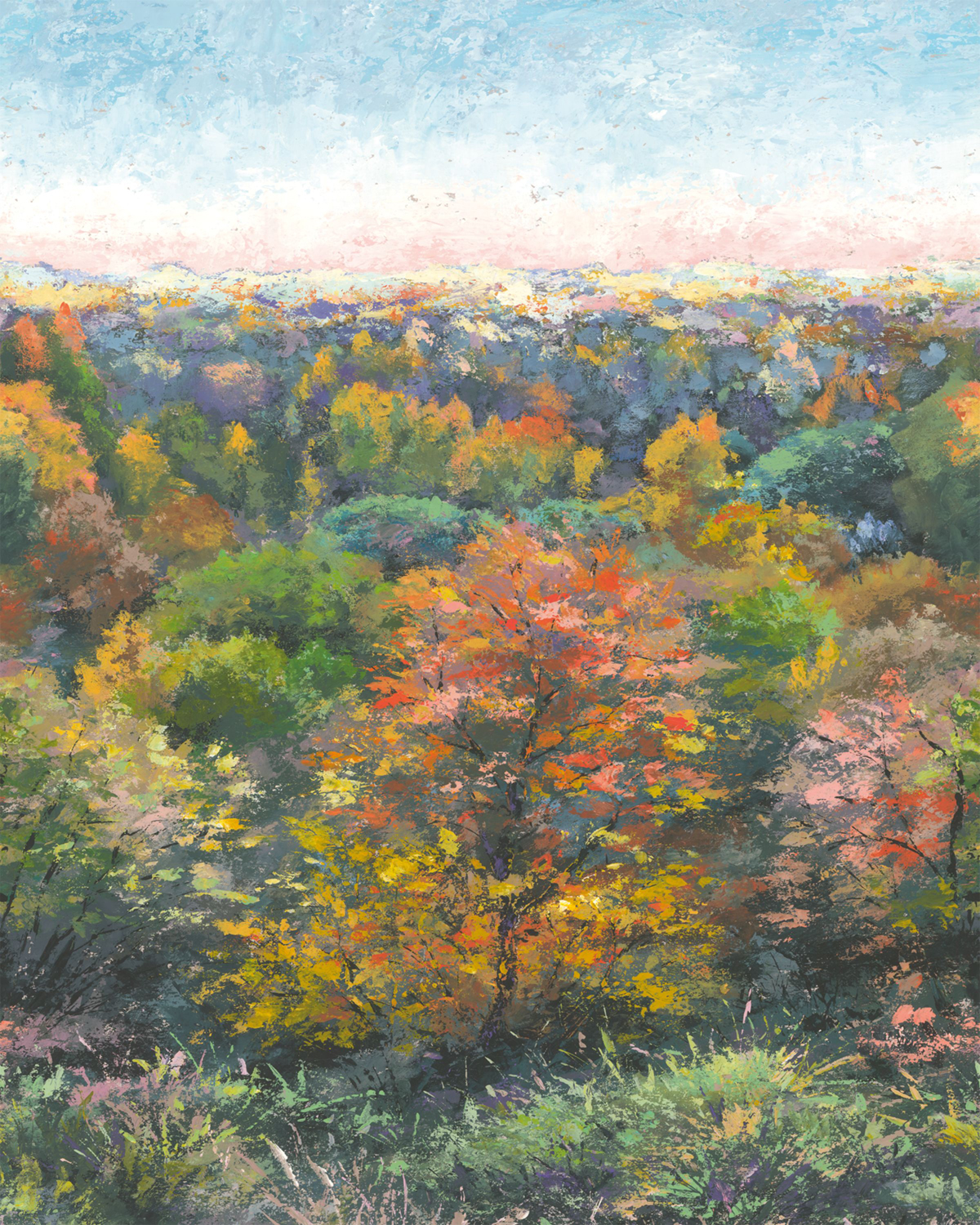 Papier peint panoramique Forêt Indian Summer S jaune orangé 200x250 - Wonderwalls de Casadéco | Réf. WDWS88973705
