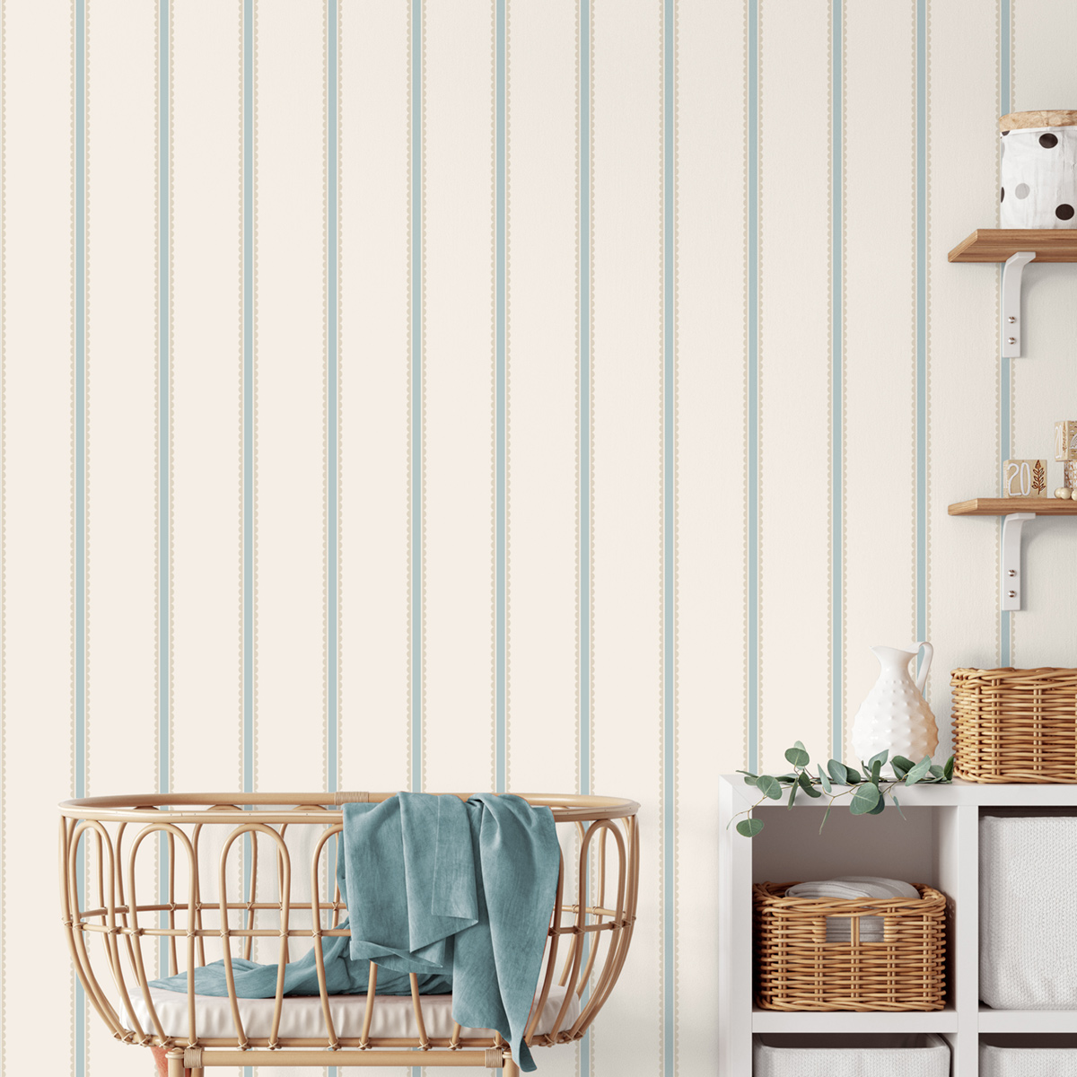 Papier peint Rayures Arrondi Enfant bleu beige - Imagine de Lutèce | Réf. LTC-DL27578