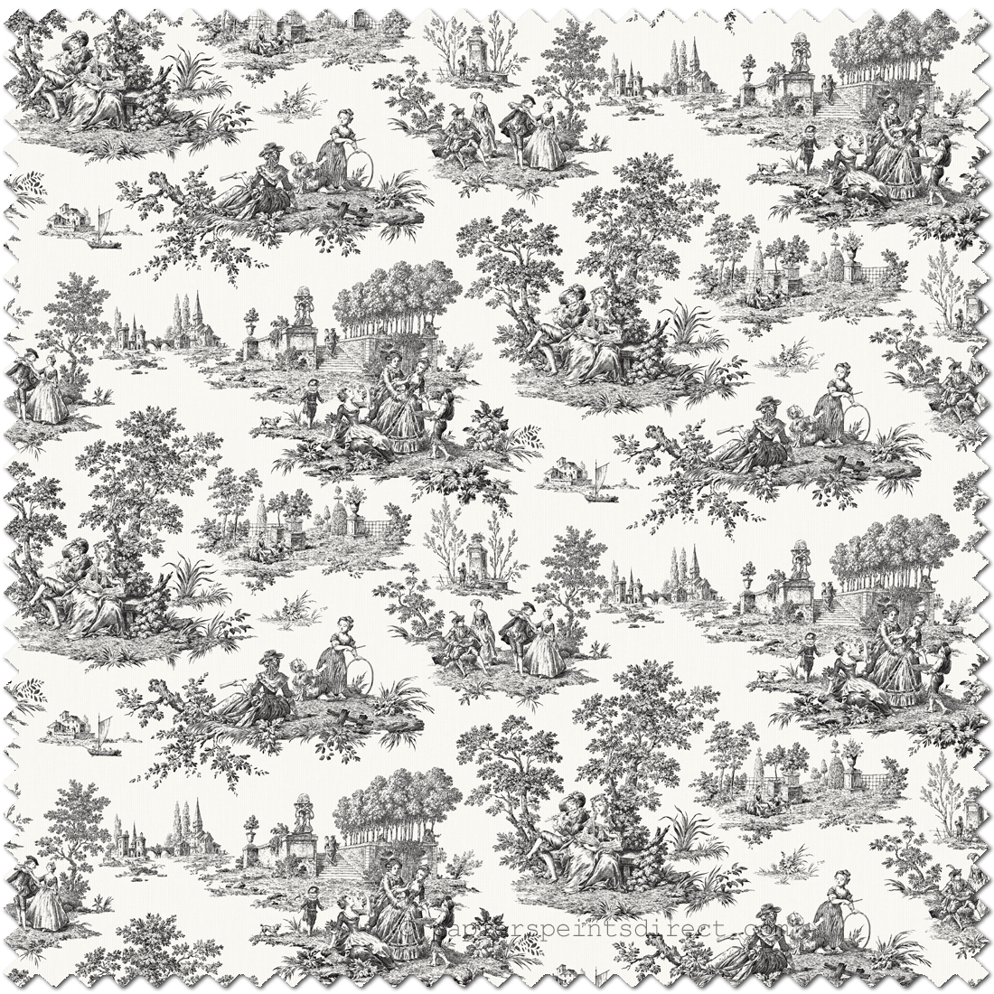 Tissu Toile de Jouy Eglantine noir blanc - Alice et Rose de Lutèce | Réf. LTC-VI83000F
