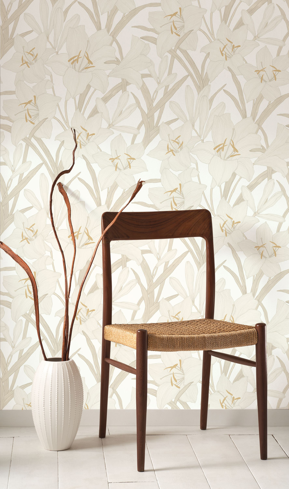 Papier peint Fleur Clair de Lys naturel - Le Beau Jardin de Casadéco | Réf. BJAR202581001