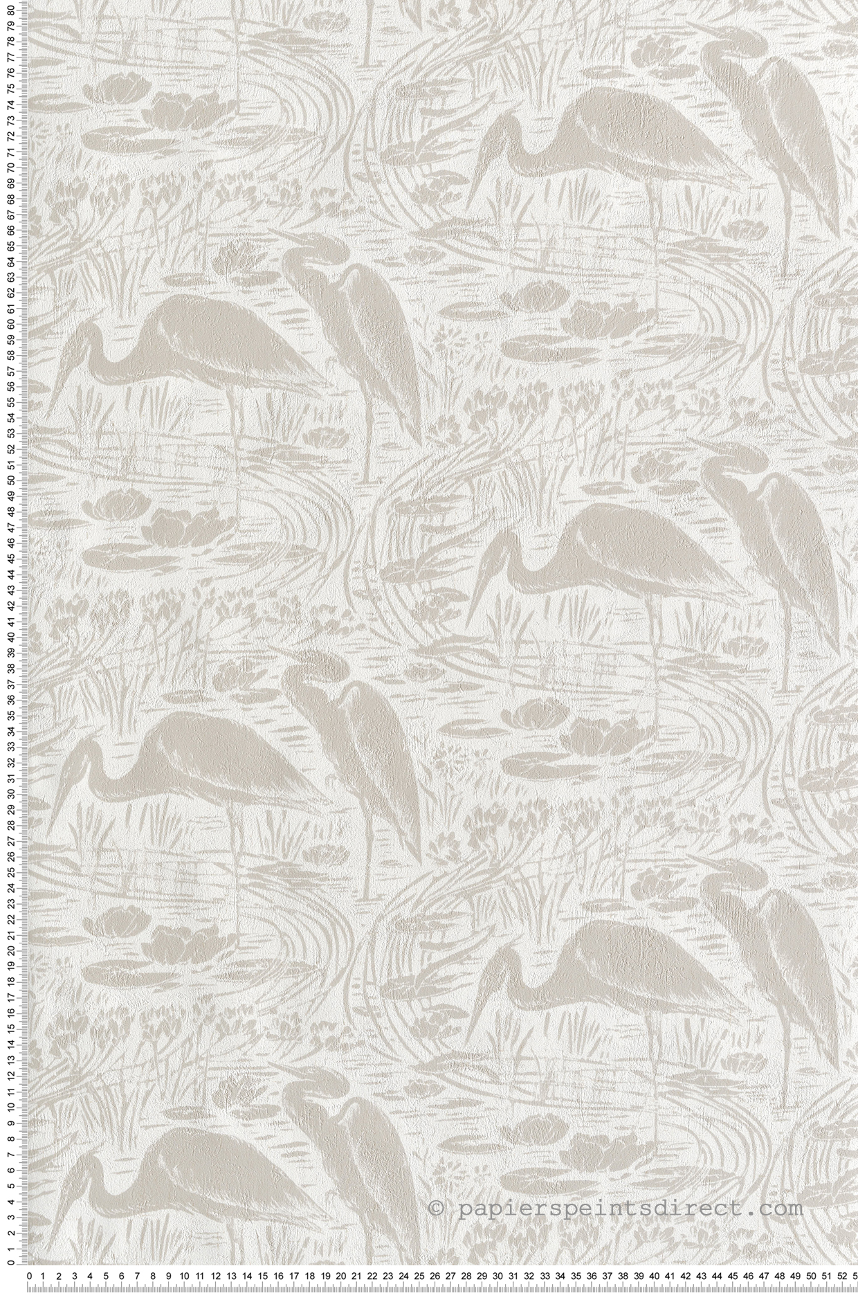 Papier peint Oiseaux Héron Euphrate écru blanc cassé - Babylone de Casadéco | Réf. BBLN89731101