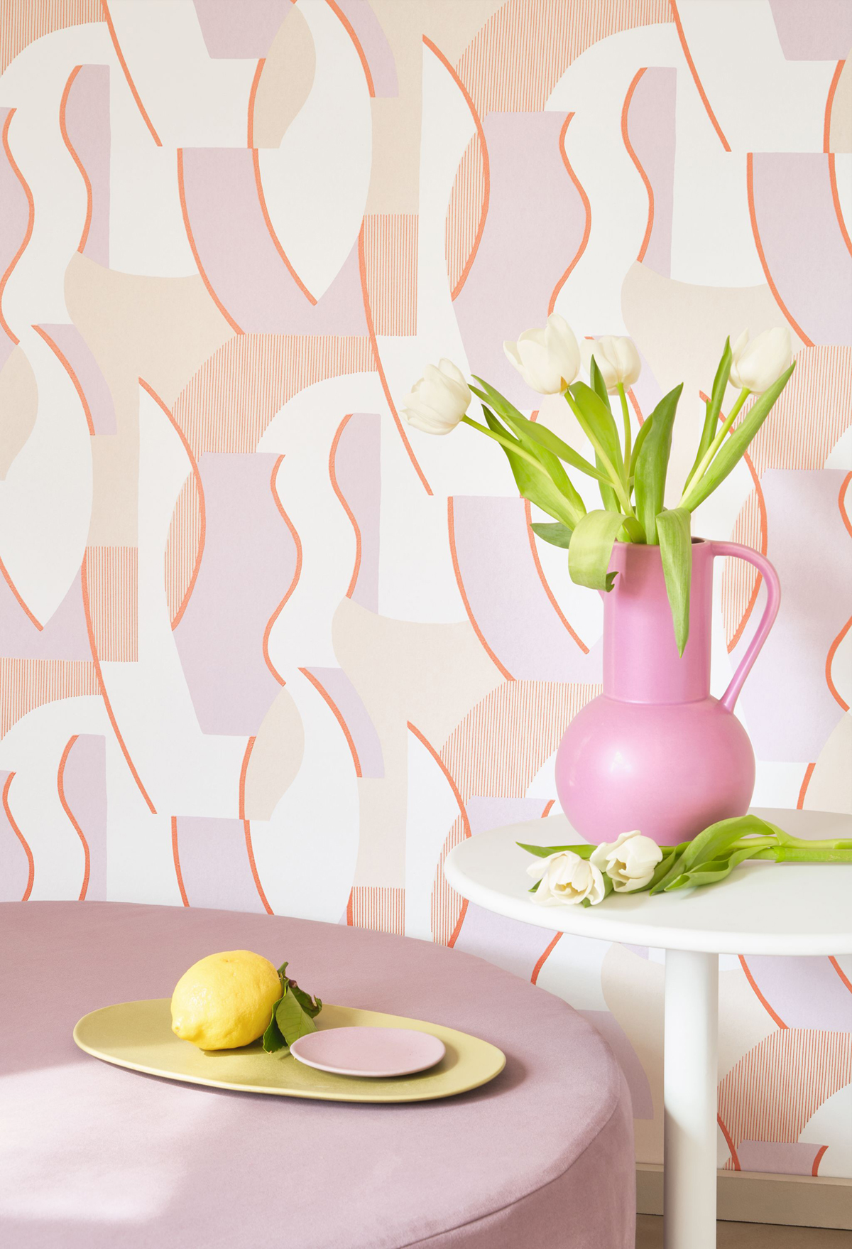 Papier peint Vagues Concept parme corail métallisé - Milano Sixties de Casadéco AMB3| Réf. MISI89335151