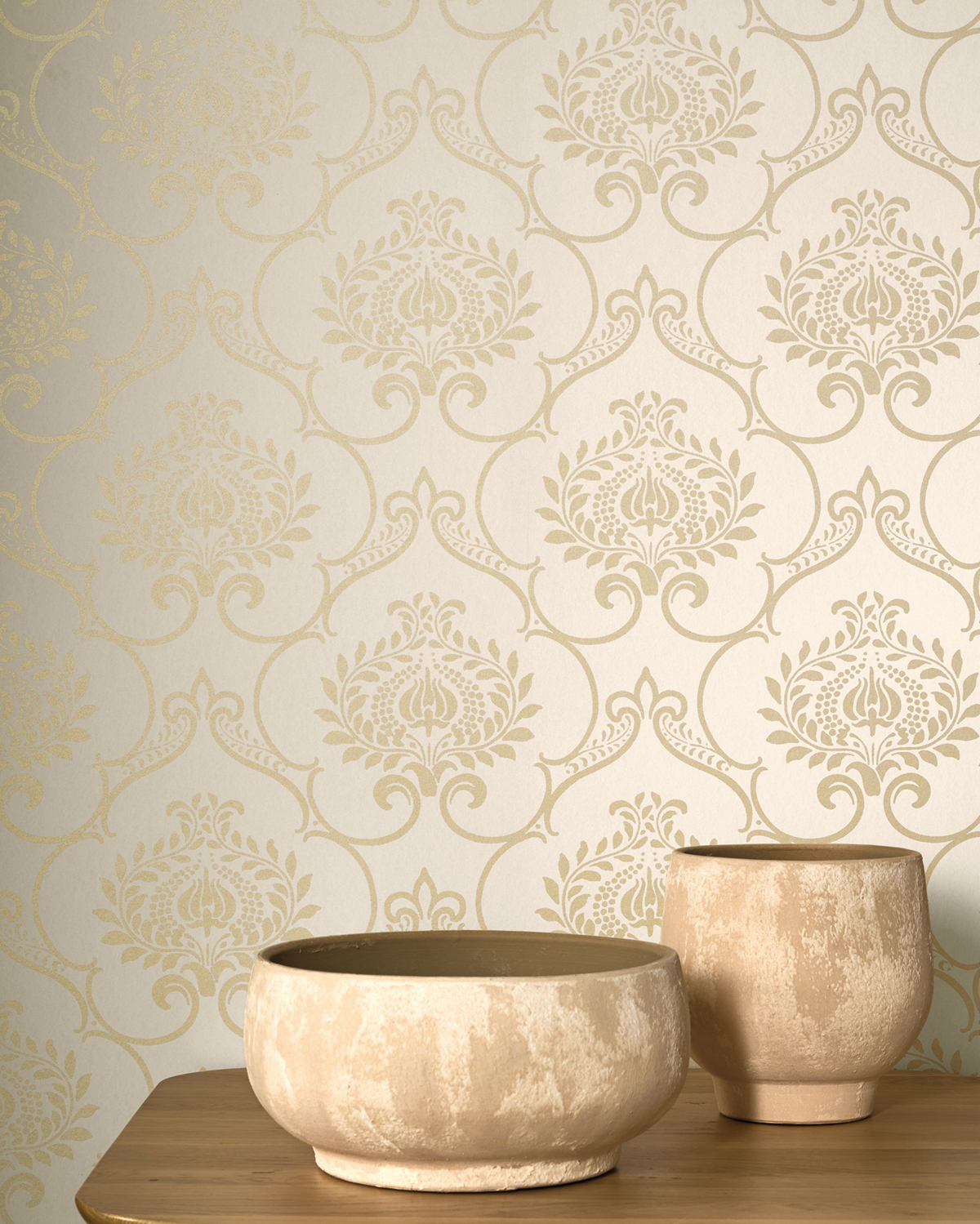 Papier peint Ornements Floraux Panache beige doré - Elixir de Casadéco AMB1 | Réf. EXIR202011352