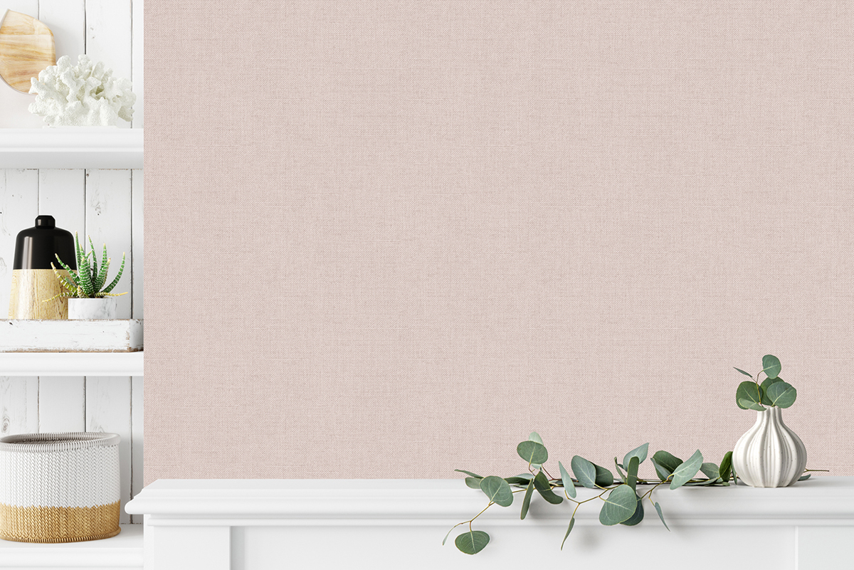 Papier Peint Uni Effet Tweed rose poudré - Botanique d'Ugépa | Réf. UGP-M55103