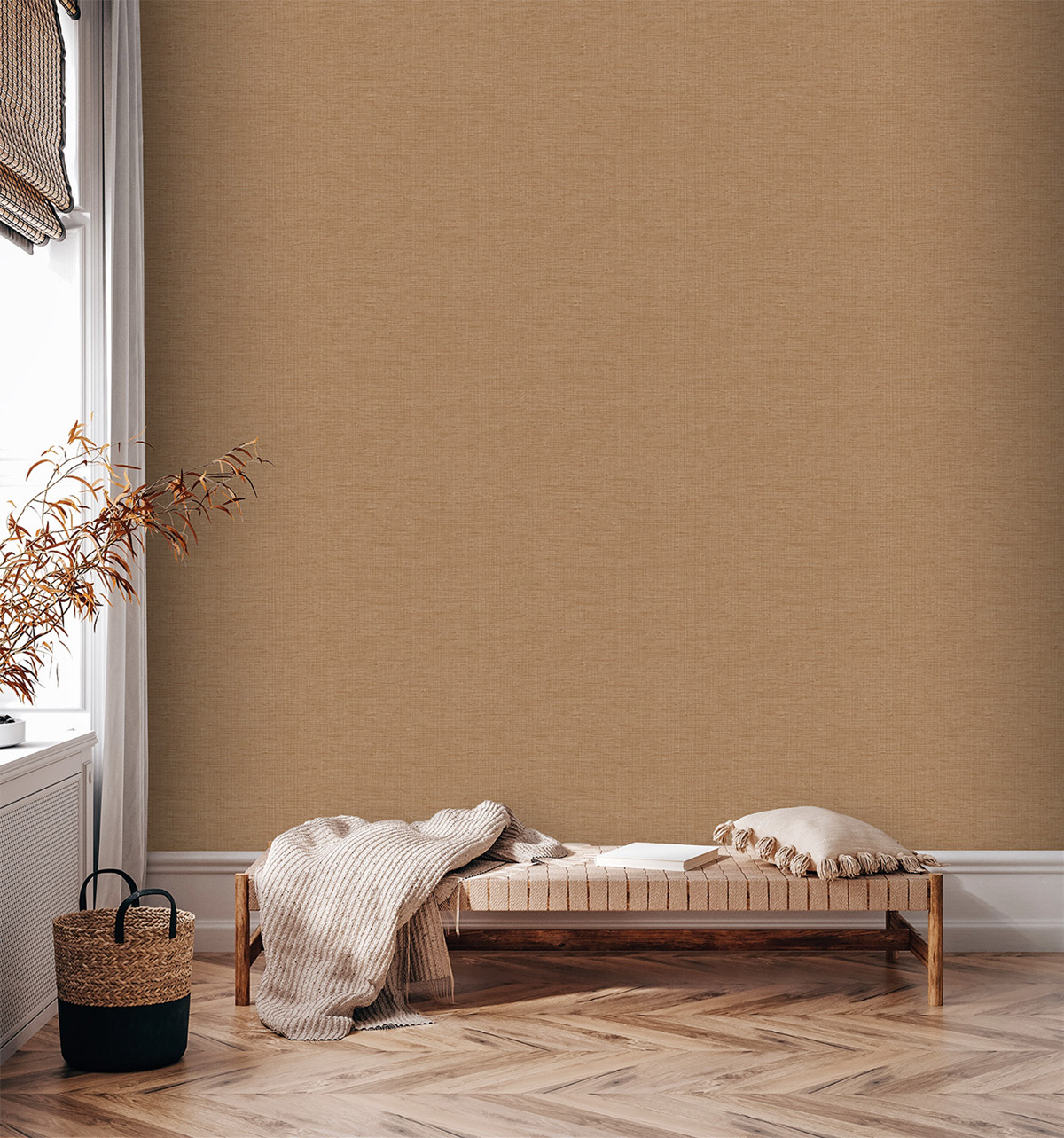 Papier peint Tissage Métallisé beige vermillon - Atacama de Montecolino | Réf. MC-IM28052