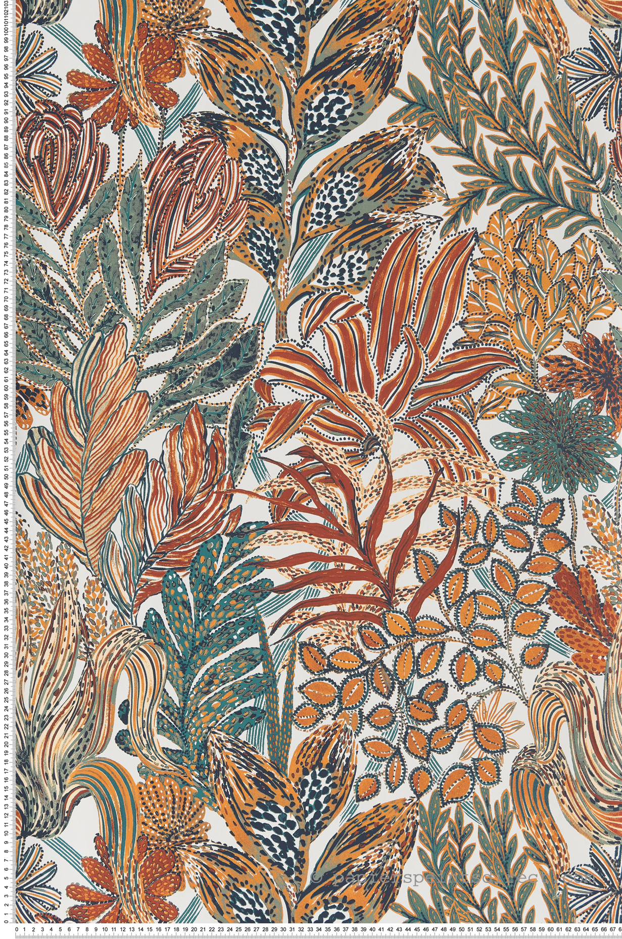 Papier peint jungle Borromee multicouleurs - Blossom de Casamance | Réf. CAS-74320426