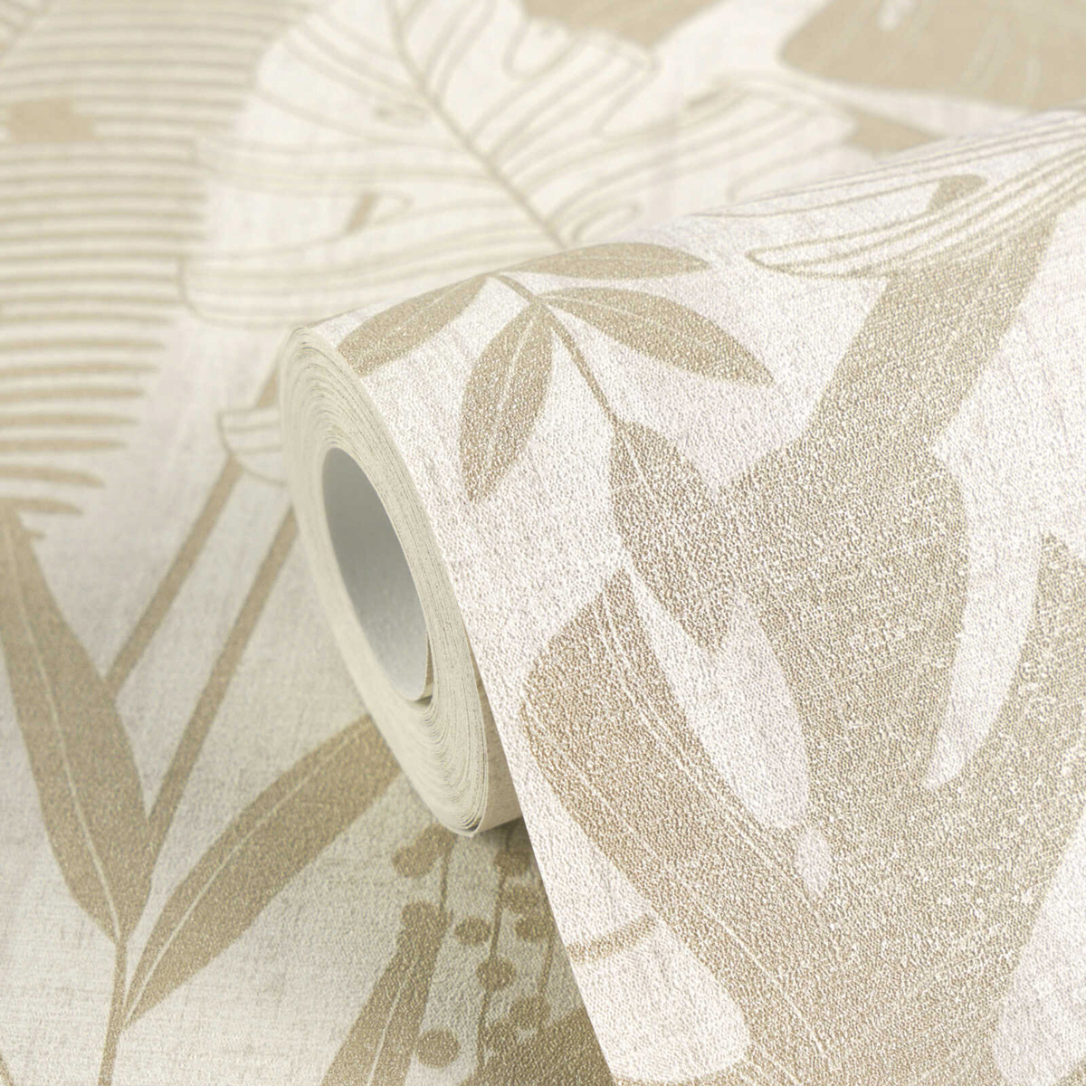 Papier peint Nature Palm Leaves beige écru - Cuba 2 d'A.S. Création ROLL | Réf. AS-791641