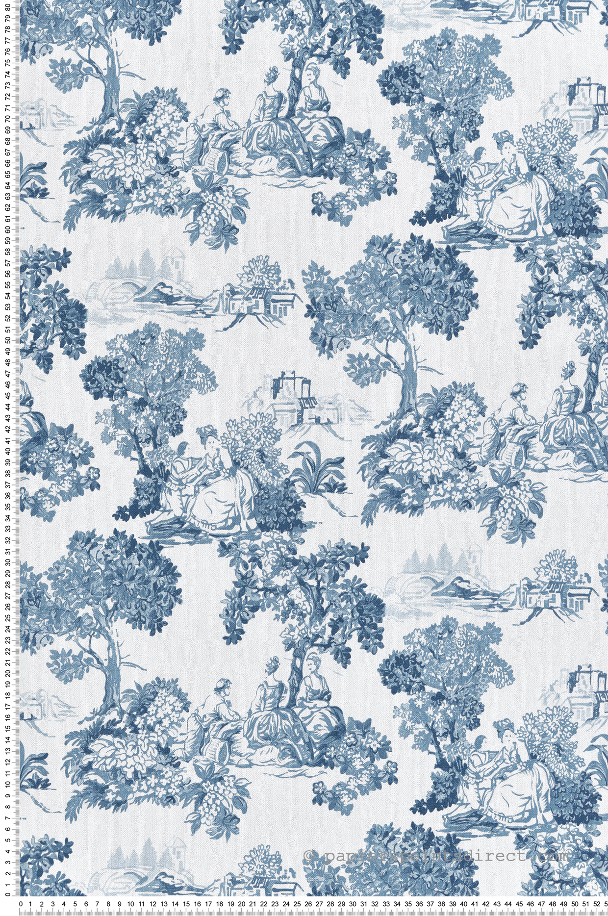 Papier peint Toile de Jouy Scène bleu marine - Garden Party 2 de Montecolino | Réf. MC-8342