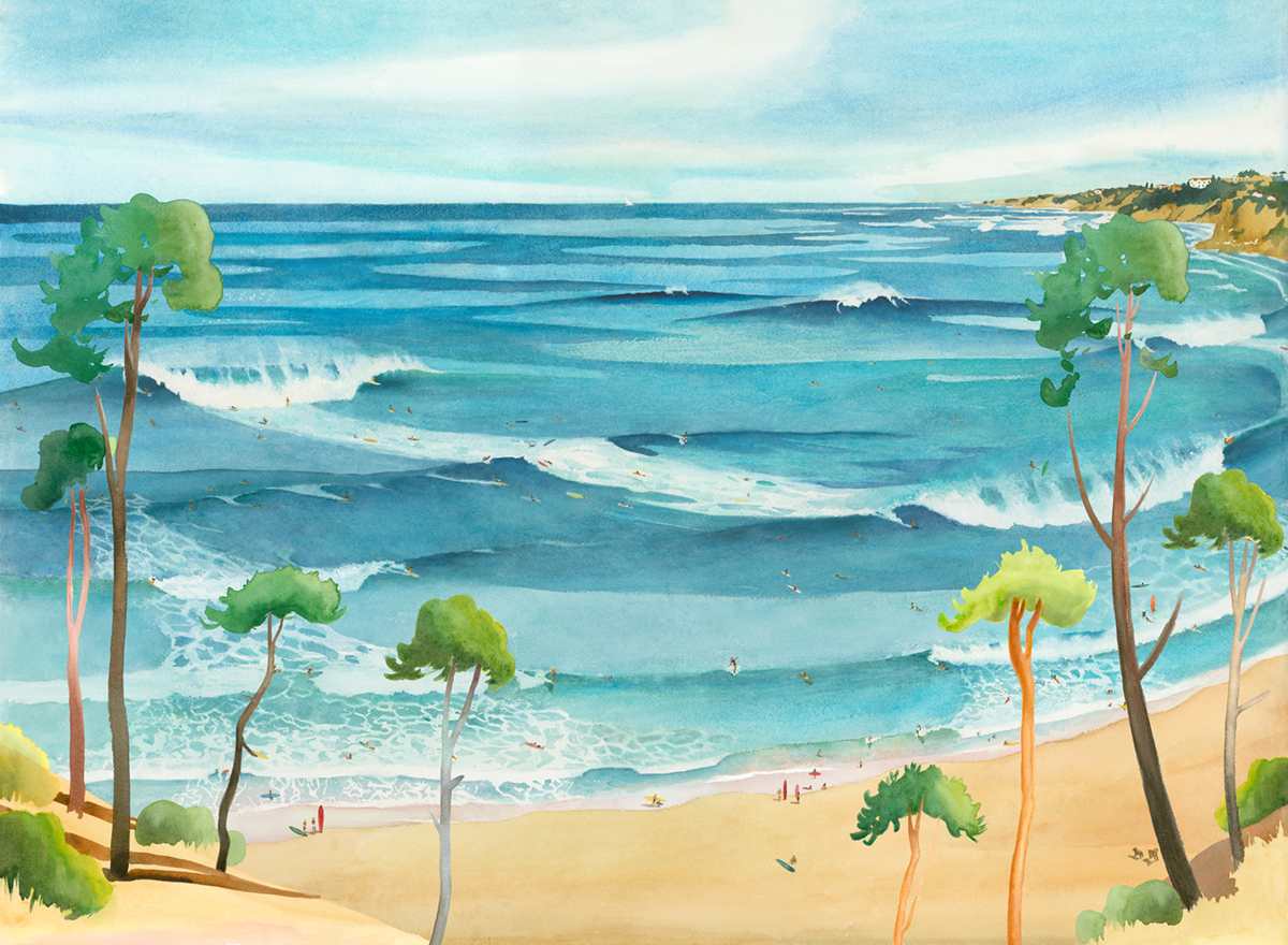 Papier peint panoramique Surf Landes A+B+C - 1/2/3/4/5/6/7/8/9 - Isidore Leroy