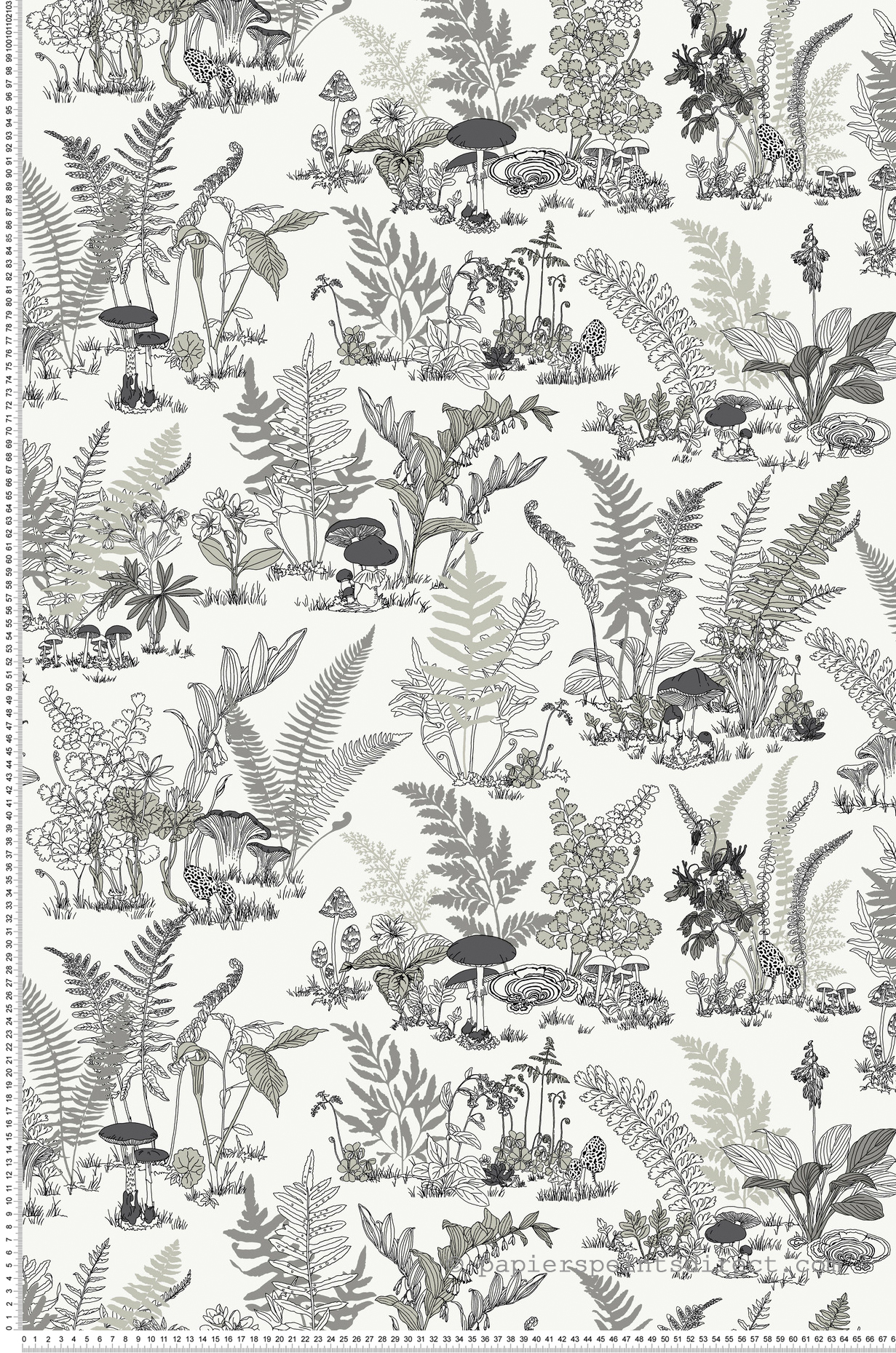 Papier peint Jardin Champignon gris - Toiles de York (Initiales) | Réf. INI-RT7893