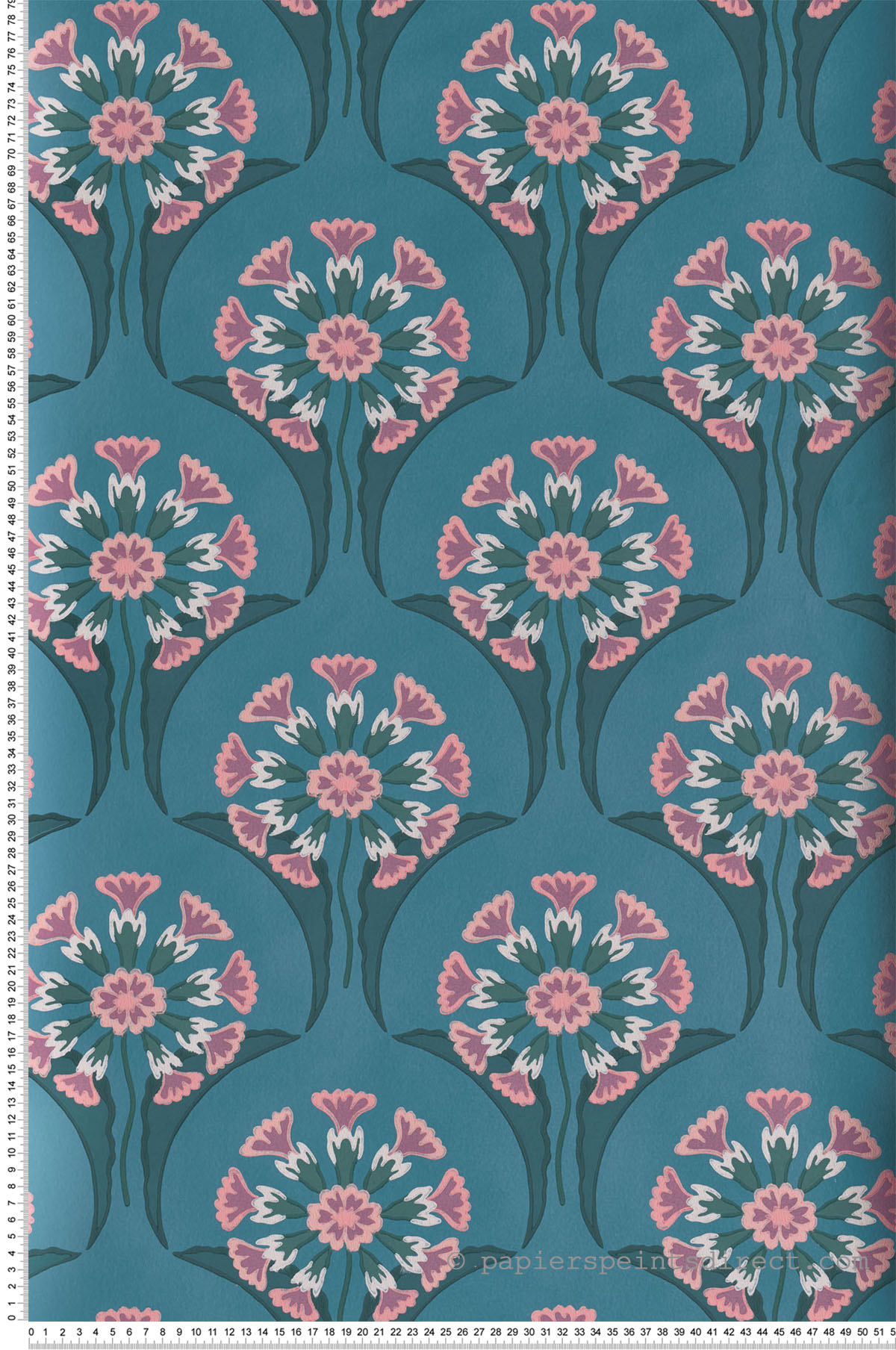 Papier peint fleuri Hencroft Azure - National Trust Papers de Little Greene | Réf. 0245HEAZURE