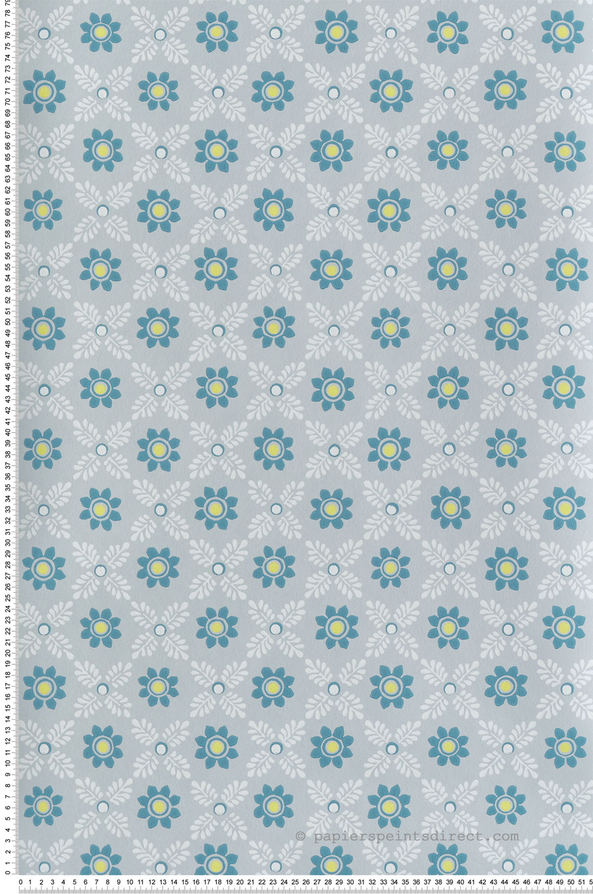 Papier peint Fleur Ditsy Block Bone China Blue - National Trust Papers 4 de Little Greene | Réf. 0267DIBONEC