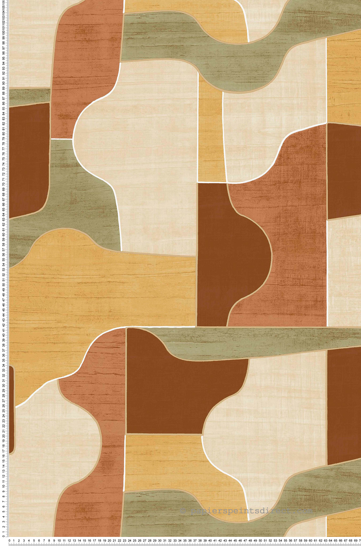 Papier peint Graphique Modernismo Puzzle vanille terracotta - Modernismo de Casamance | Réf. CAS-76820100