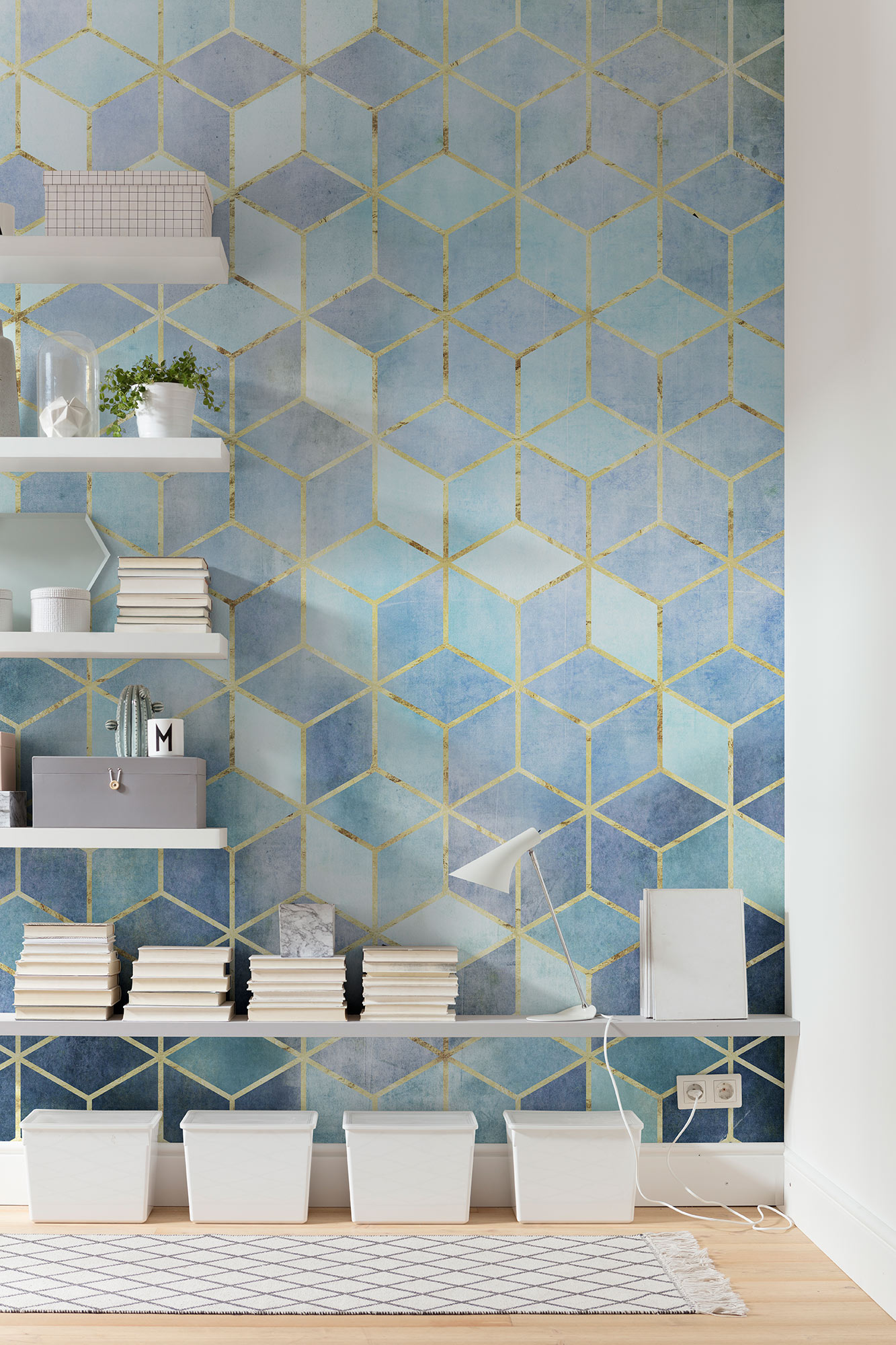 Papier peint panoramique géométrique Mosaik Azzuro - Papier peint Komar