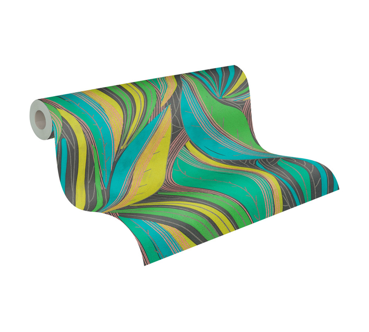 Papier peint Feuille Vague vert bleu canard - Metropolitan Stories 4 Hot Spots d'A.S. Création AMB4| Réf. AS-786551