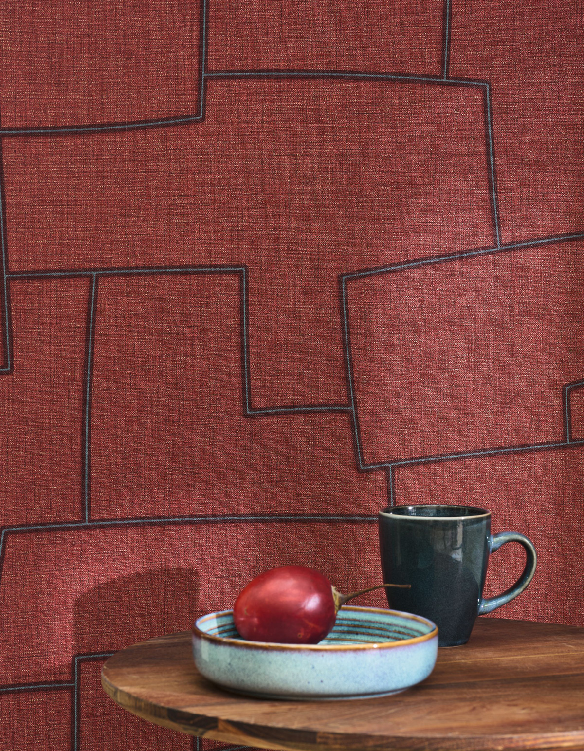 Papier peint Géométrie Lin Inca rouge - Matera de Casadéco AMB2| Réf. MATA201128778