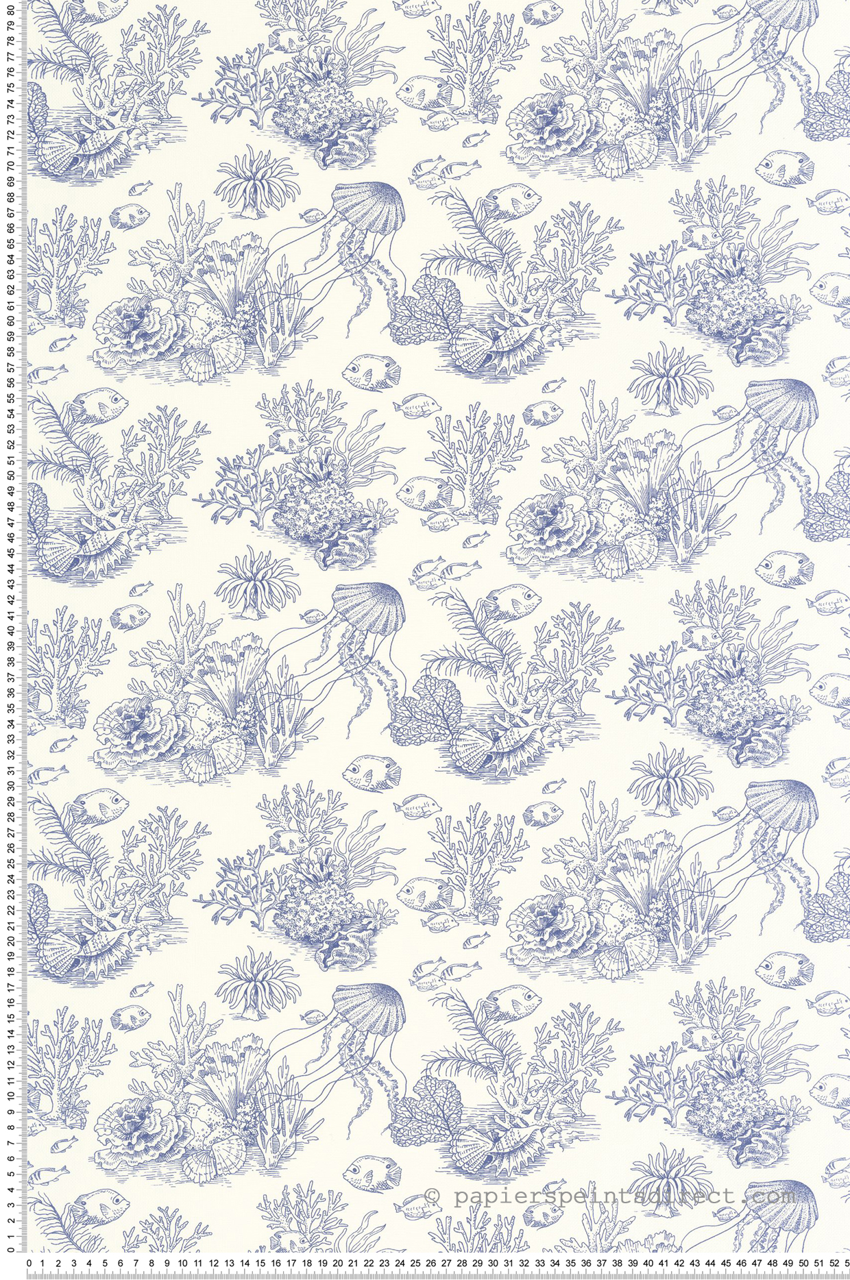 Papier peint Toile de Jouy Marin Côte Sauvage bleu - Seaside de Casadéco | Réf. SEAS201476446