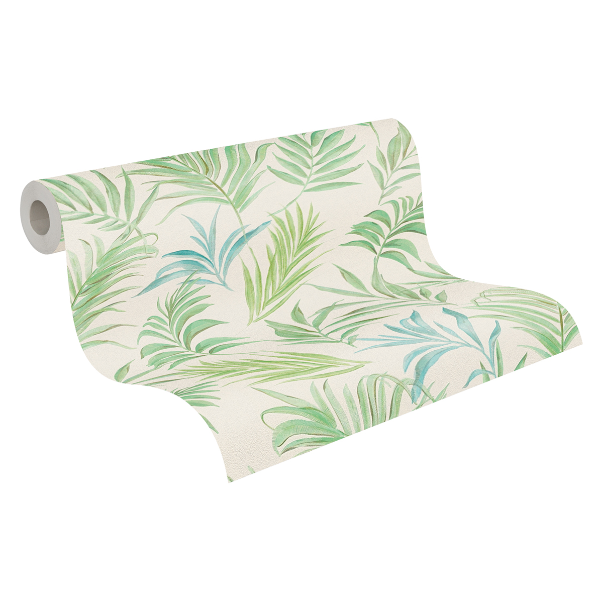 Papier peint Palmes Midnight Botanica vert pastel irisé - Cosmoliving d'A.S. Création ROLL | Réf. AS-791084