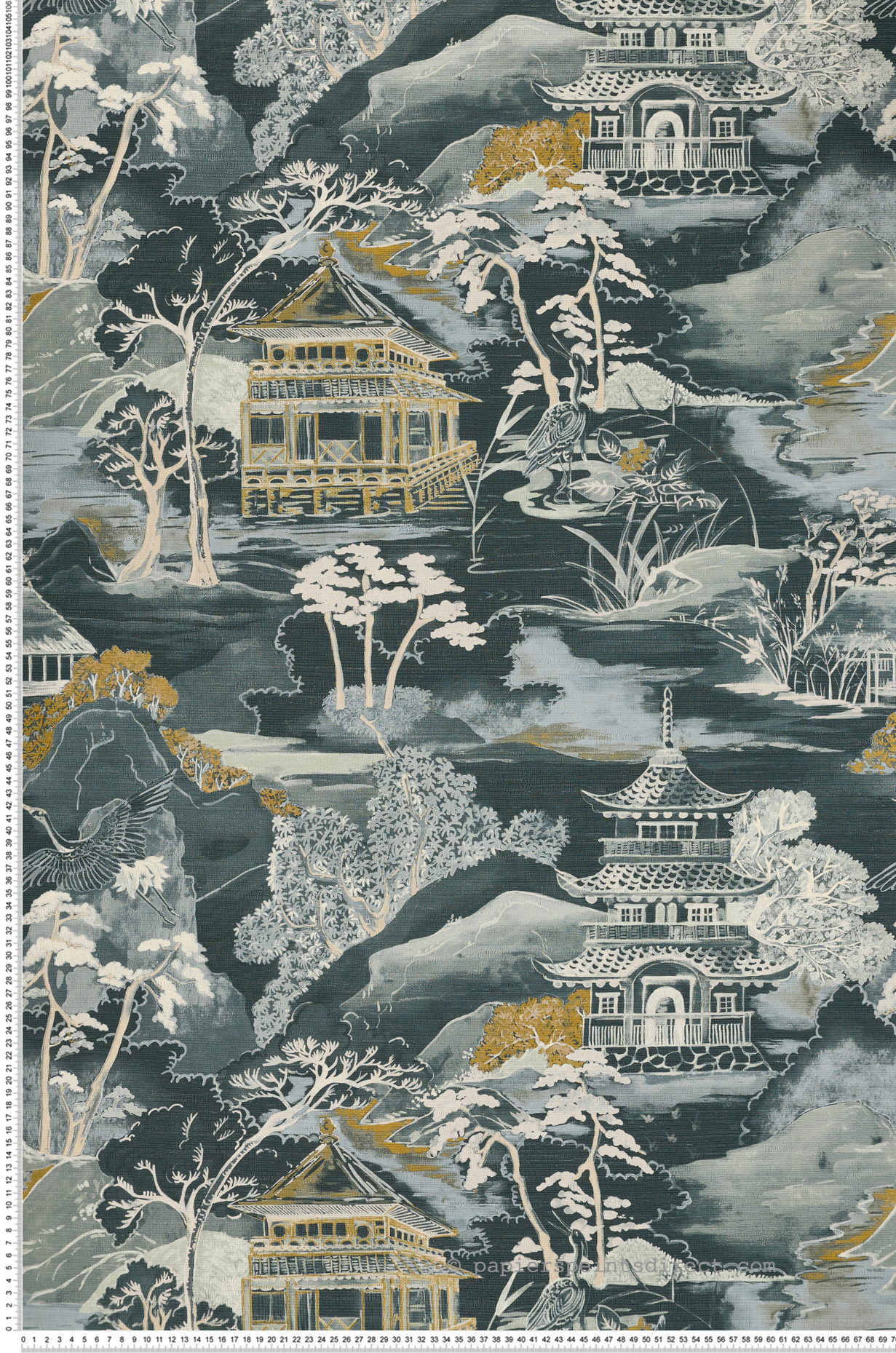 Papier peint Paysage Japonais Nara vert impérial - Archipel de Casamance | Réf. CAS-75310610