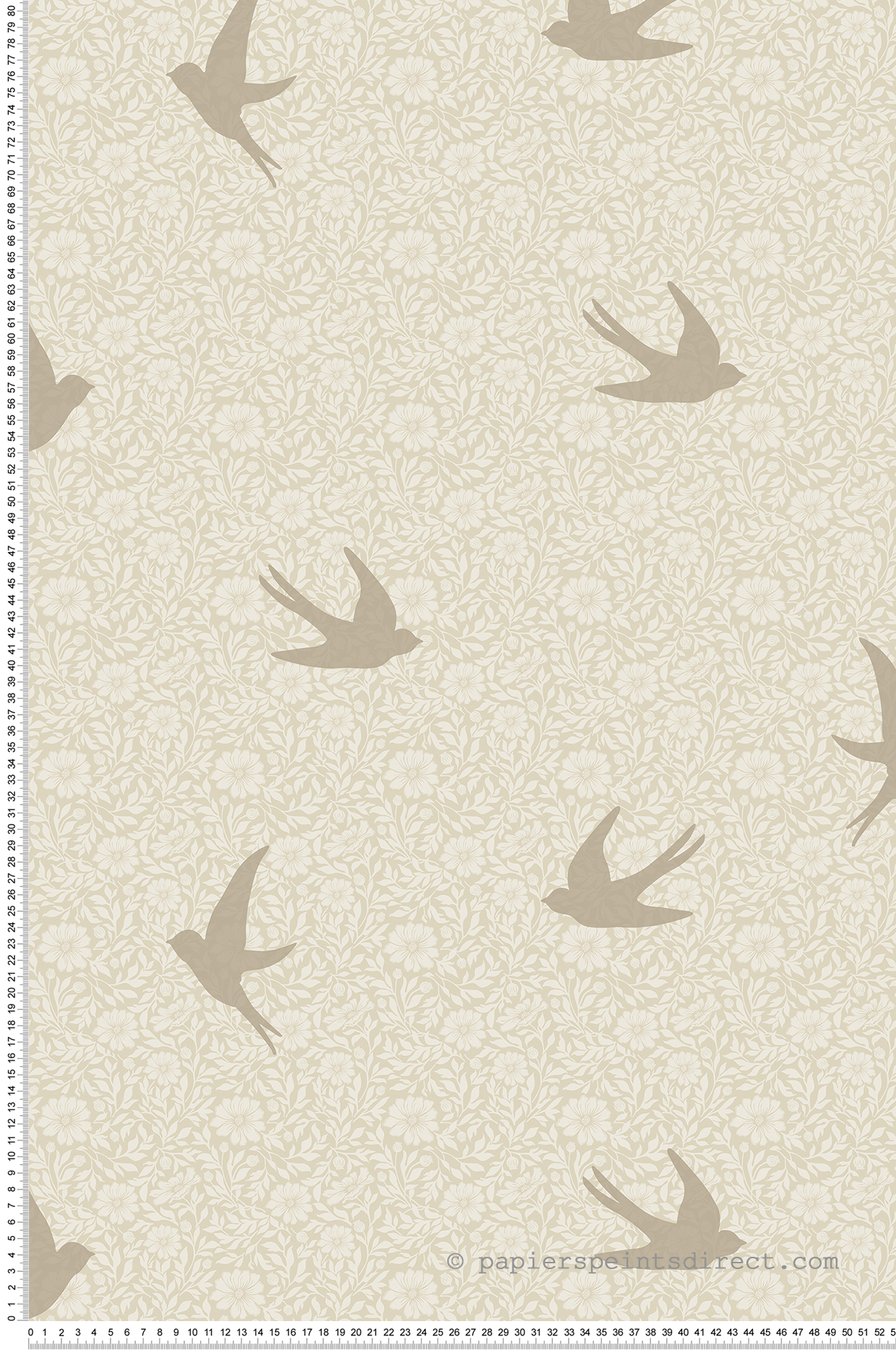 Papier peint Hirondelles en Fleurs beige doré - Sweet Dreams d'Ugépa | Réf. UGP-N07007
