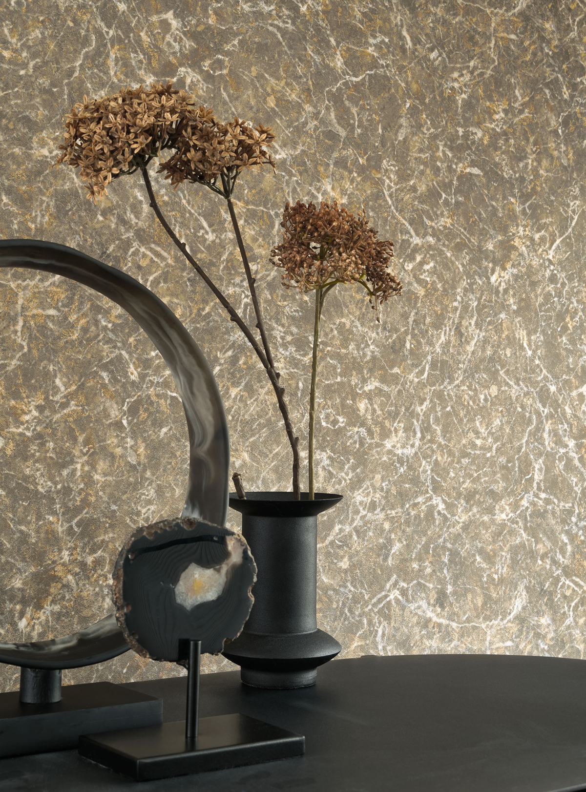 Papier peint Marbre marron doré - Minerals de Casadéco AMB2 | Réf. MNRL88081515