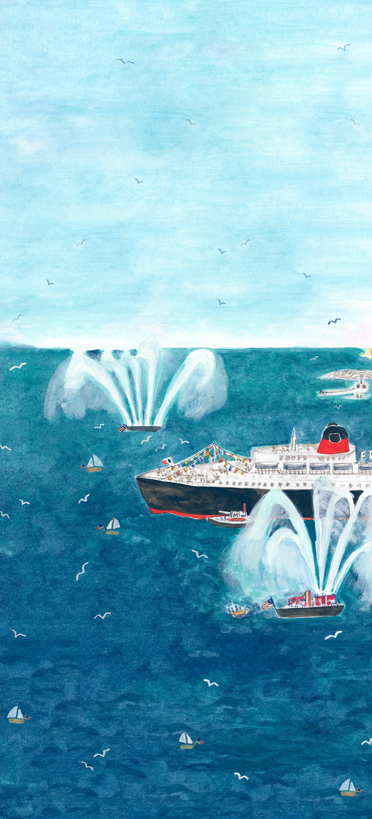 Papier peint panoramique Bateau Le France A 1/2/3 - Isidore Leroy