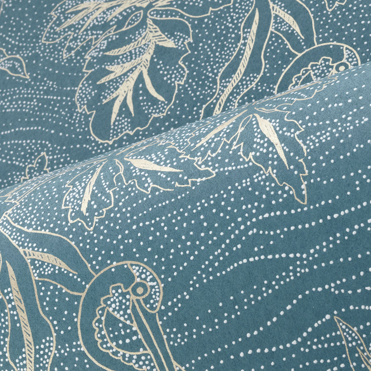 Papier peint Oiseau Pois Mirador bleu perçan doré - L'Ile aux Oiseaux de Casamance AMBV | Réf. CAS-75891630