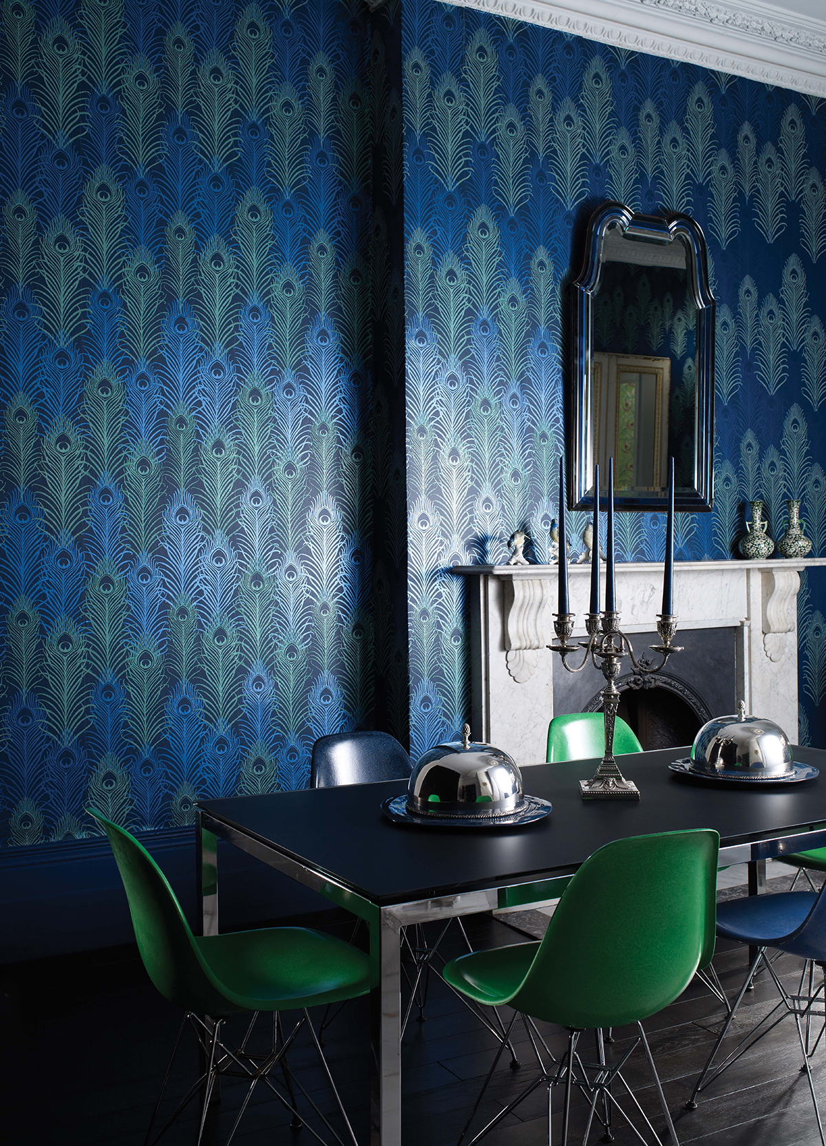 Papier peint Plume de Paon vert pailleté - The Wallpaper Collection de Matthew Williamson | Réf. OSB-W6541-01