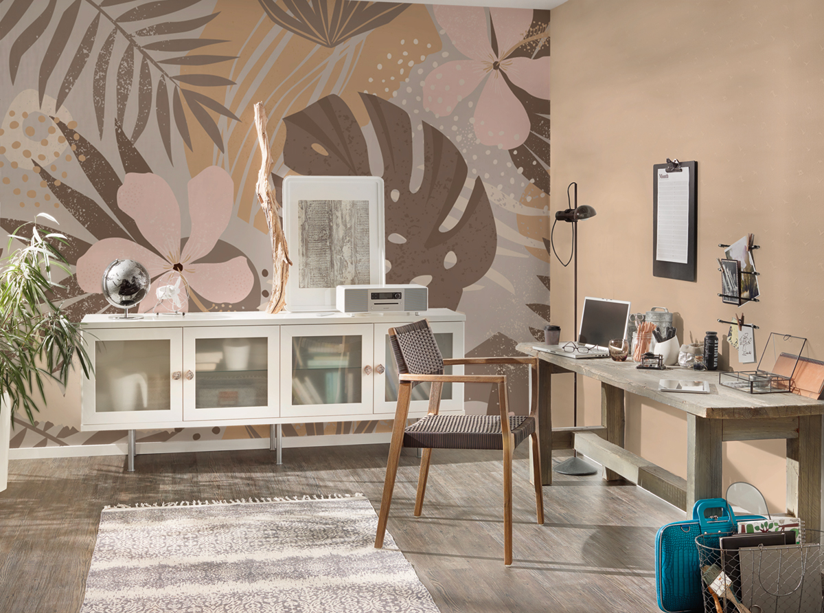 Papier peint panoramique Feuille & Hibiscus Jungle Plants 2 - Référence DD120217 - Intissé 200g/m2 - Standard 400 x 270